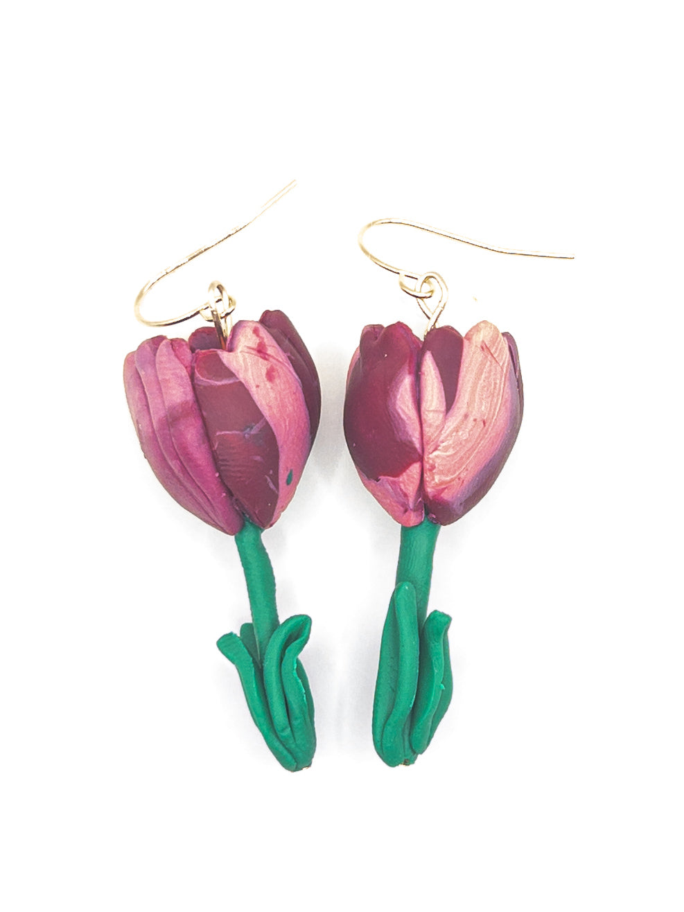 Oorbellen tulpen paars roze