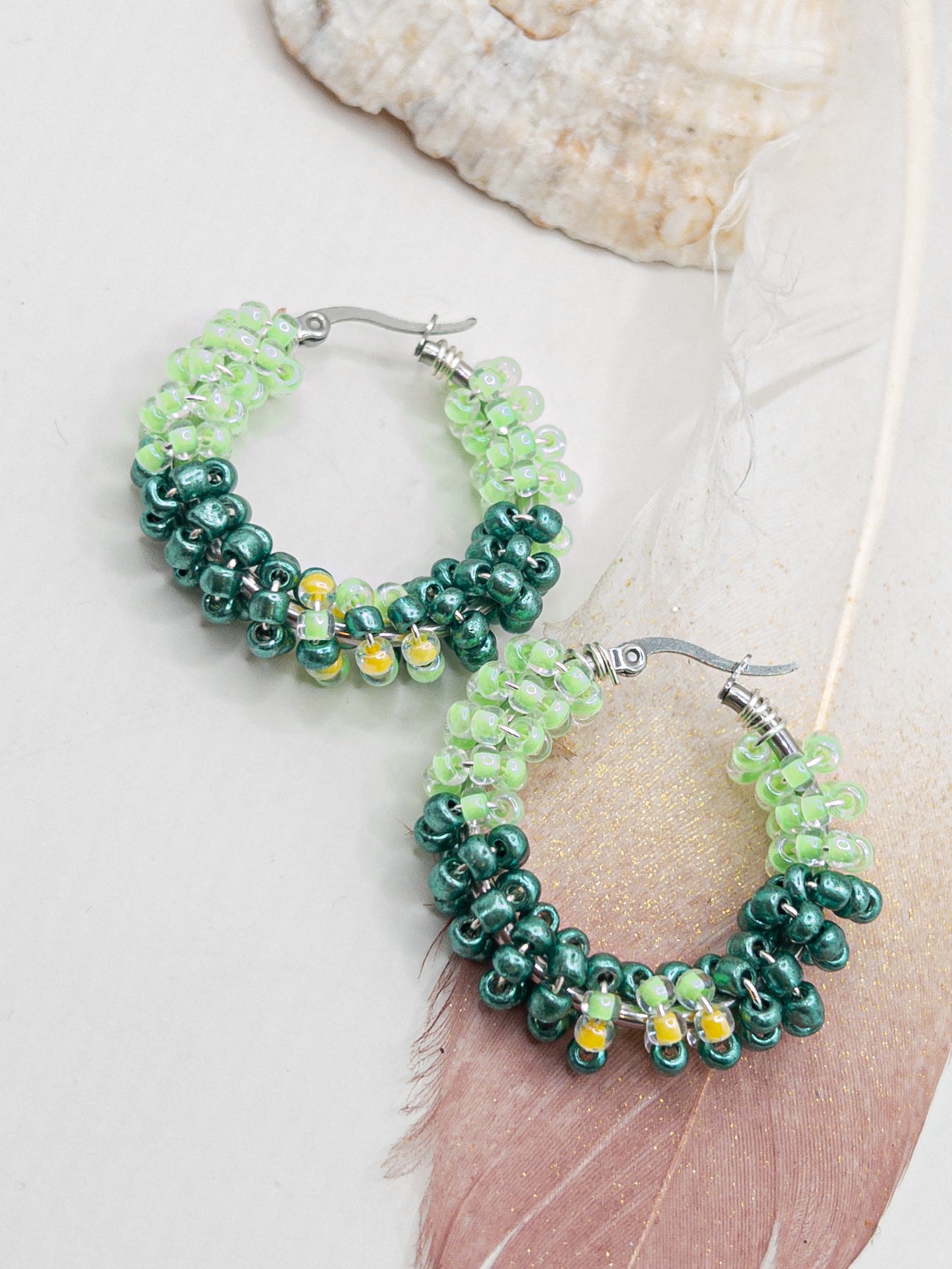 Creolen medium groen zilver geel