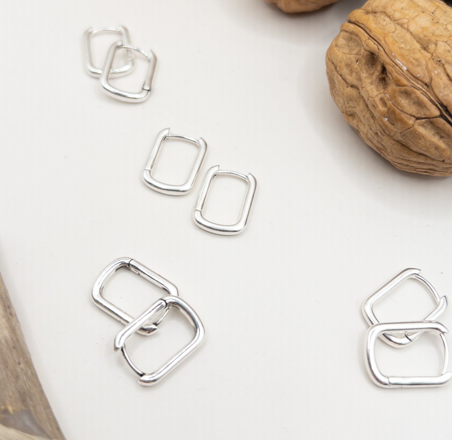 Basic creool zilver model hoekig