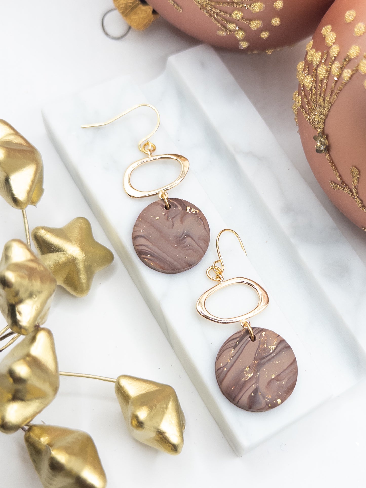 Oorbellen Circle mix taupe bruin