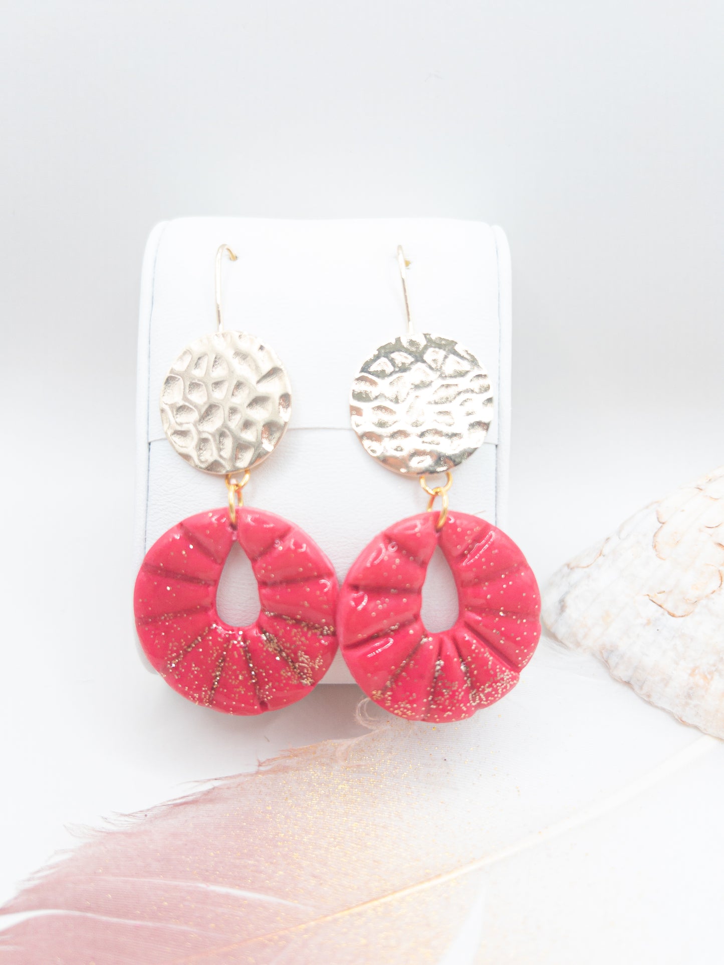 Oorbellen Lynne pink glitter goud