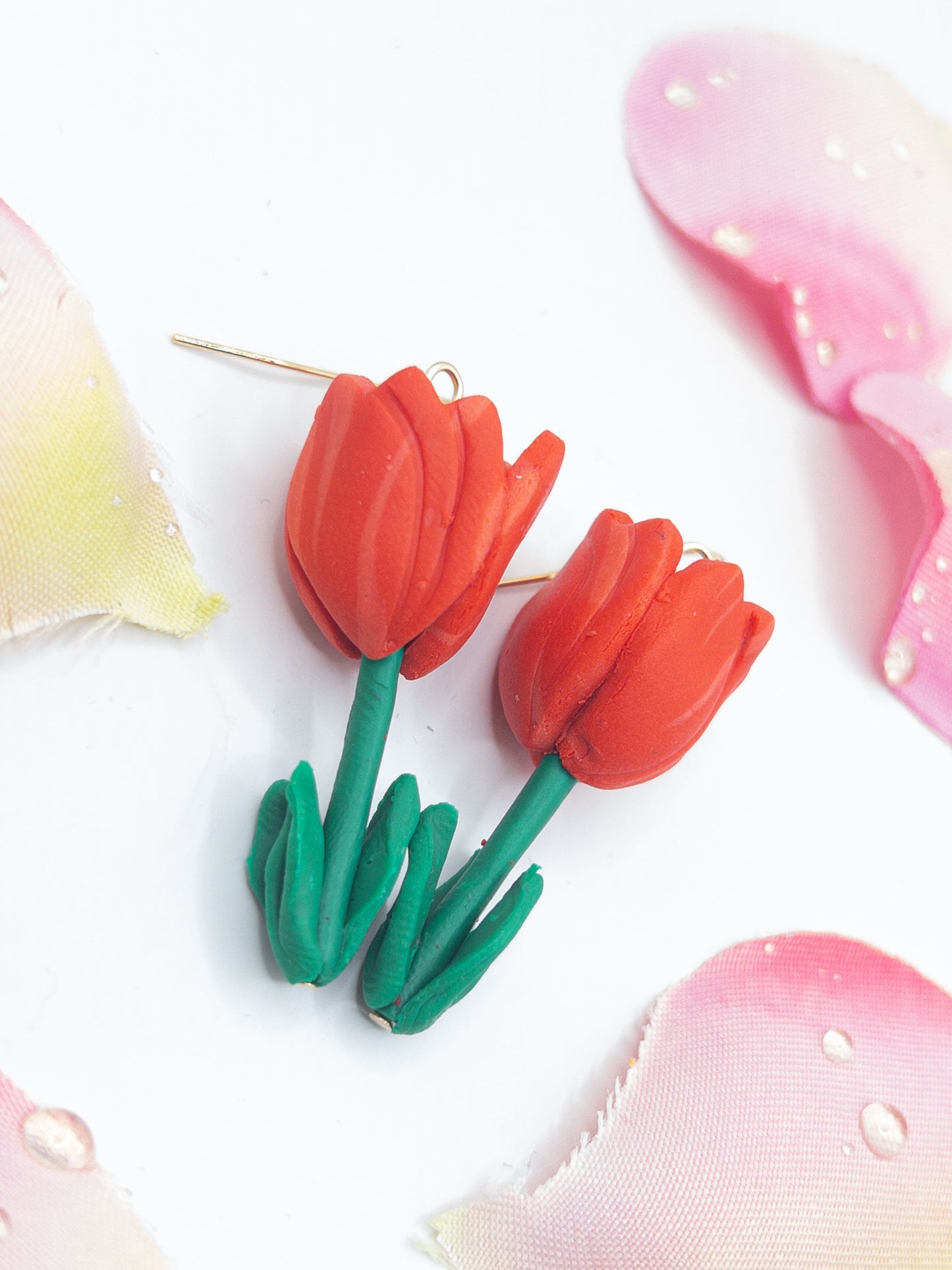 Tulpen oorbellen oranje rood
