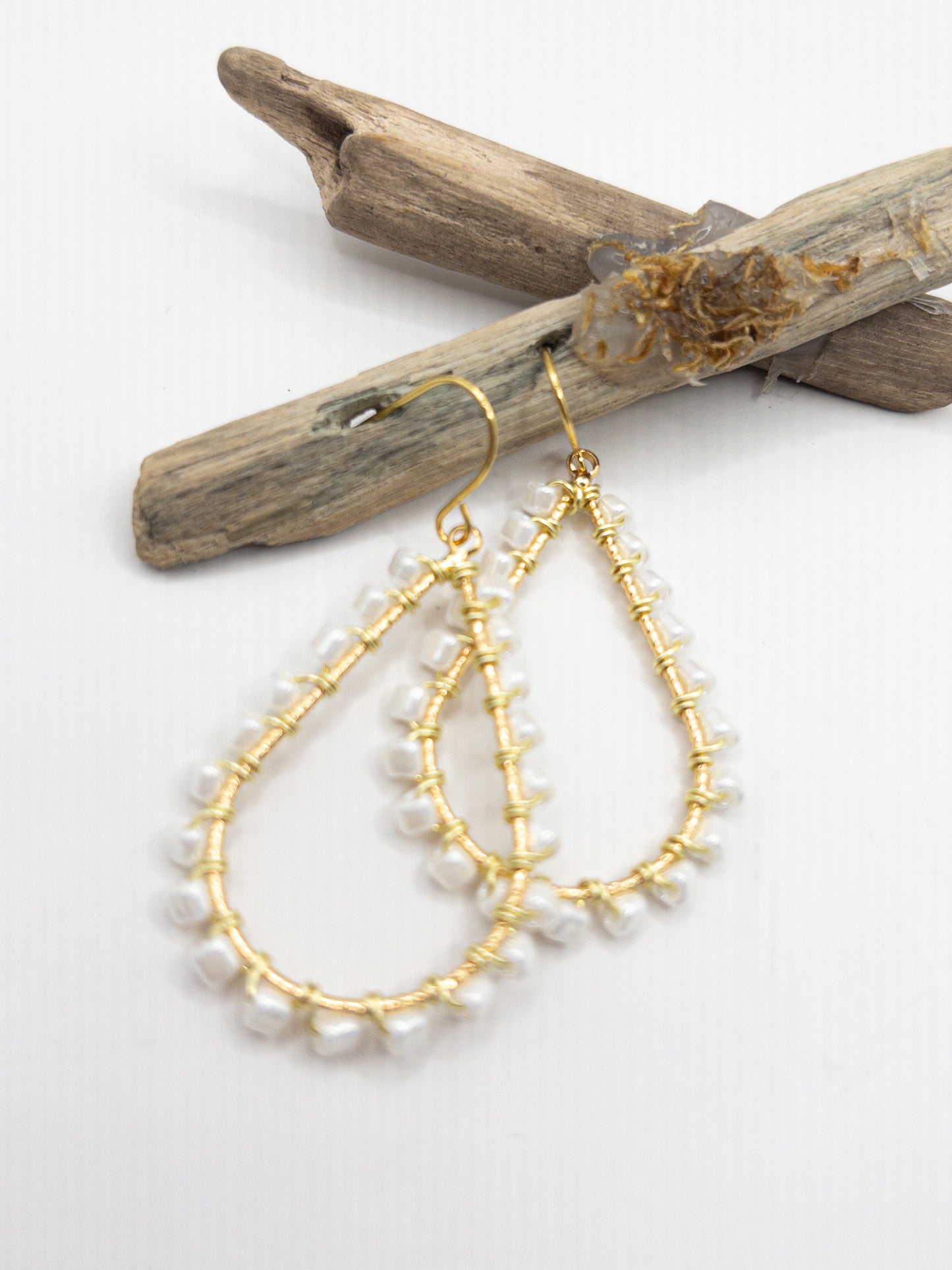 Oorbellen Druppel wit goud