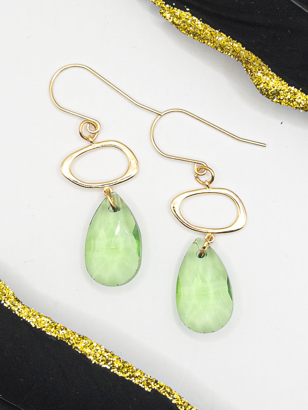 Oorbellen Ariah goud groen
