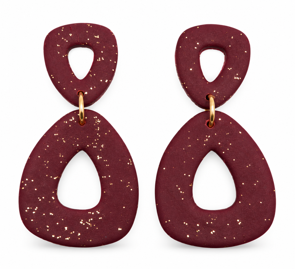 Burgundy triangle statement earrings