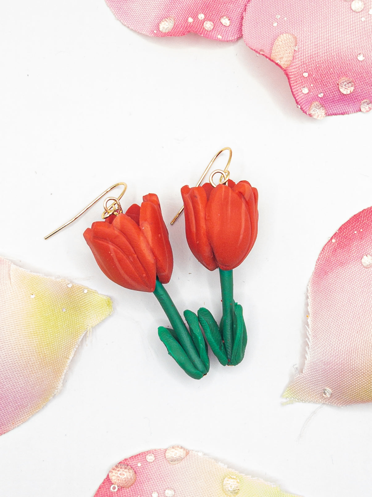Tulpen oorbellen oranje rood