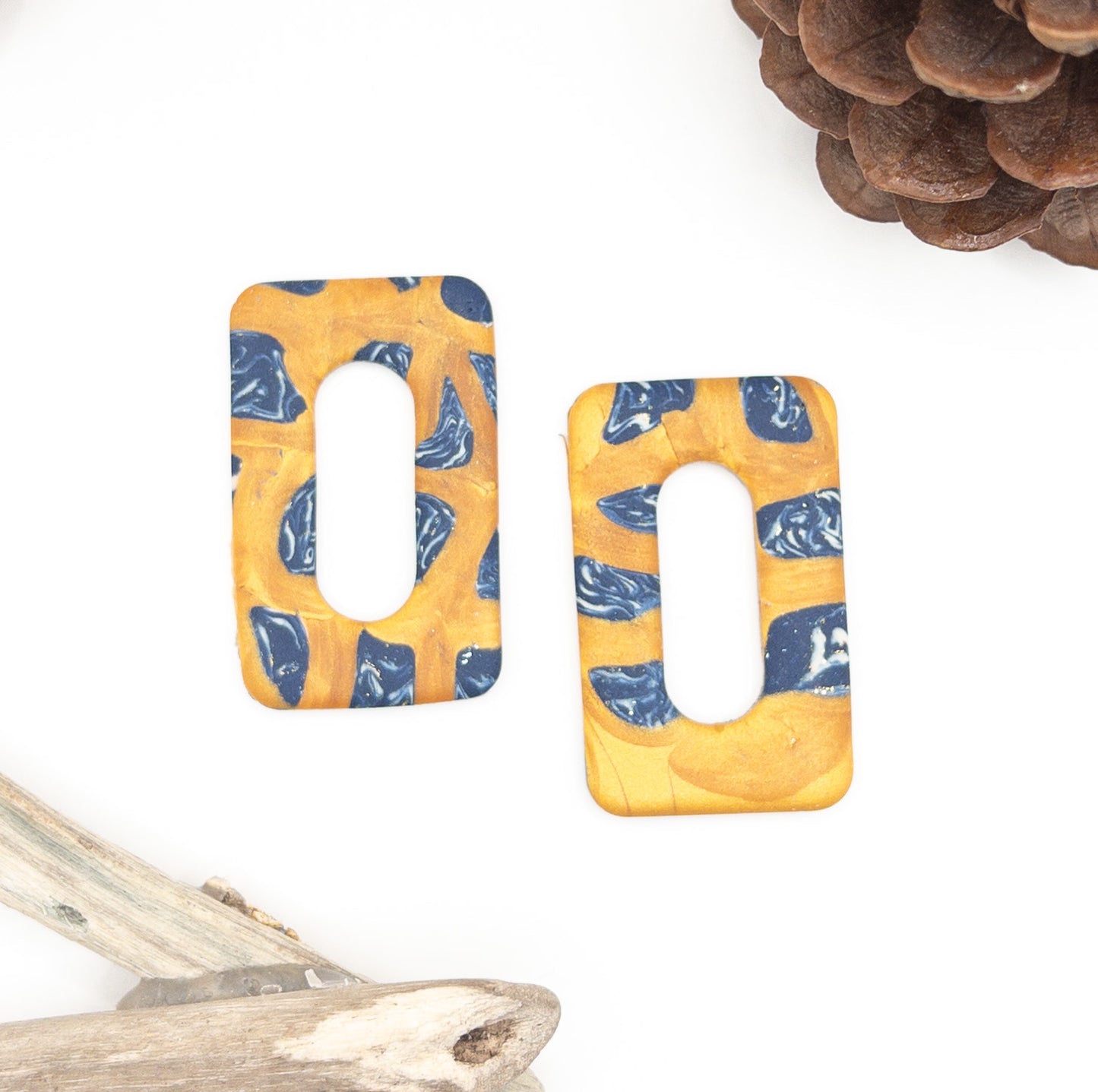 Creool hangers goud blauw en beige