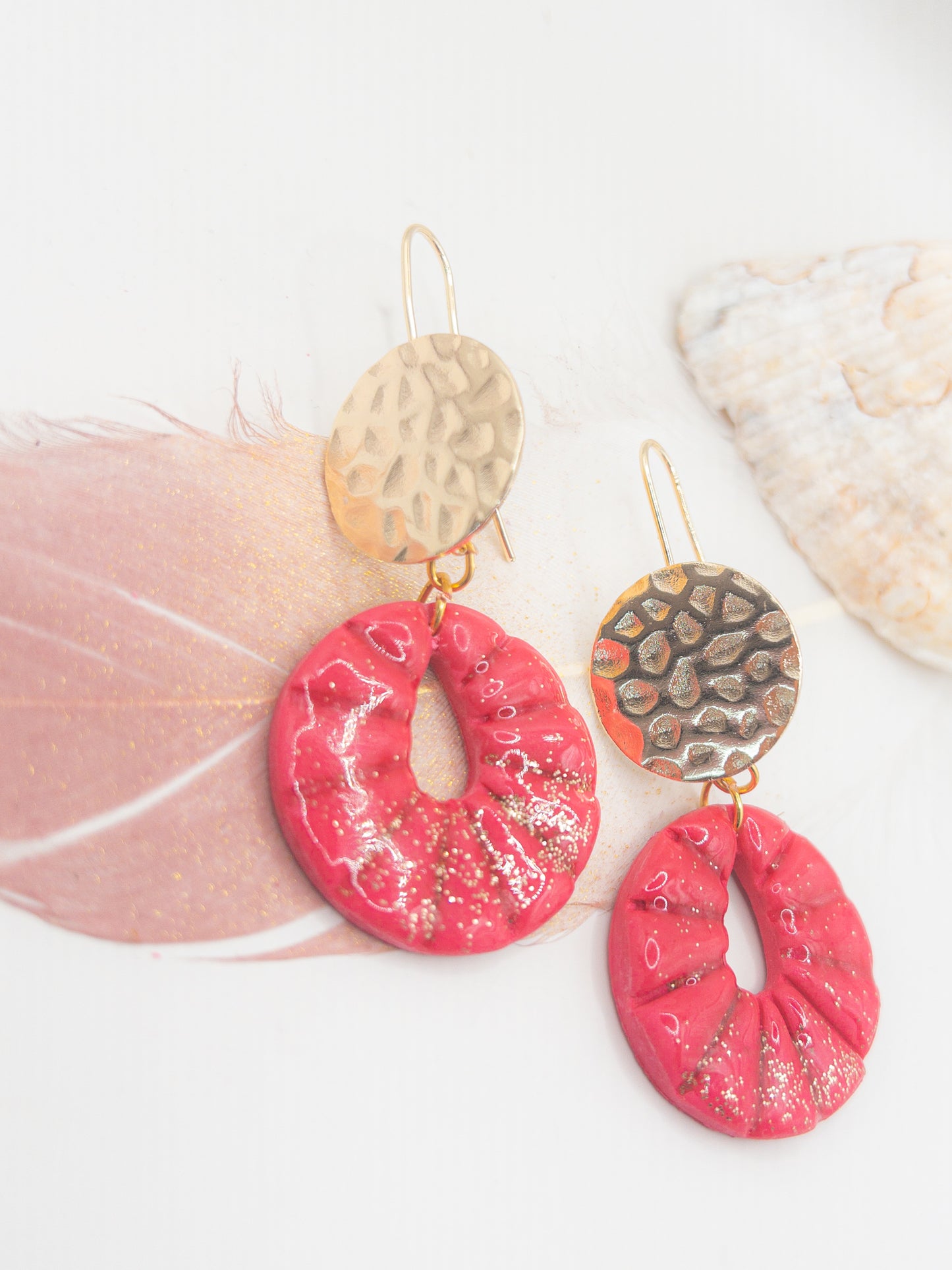 Oorbellen Lynne pink glitter goud
