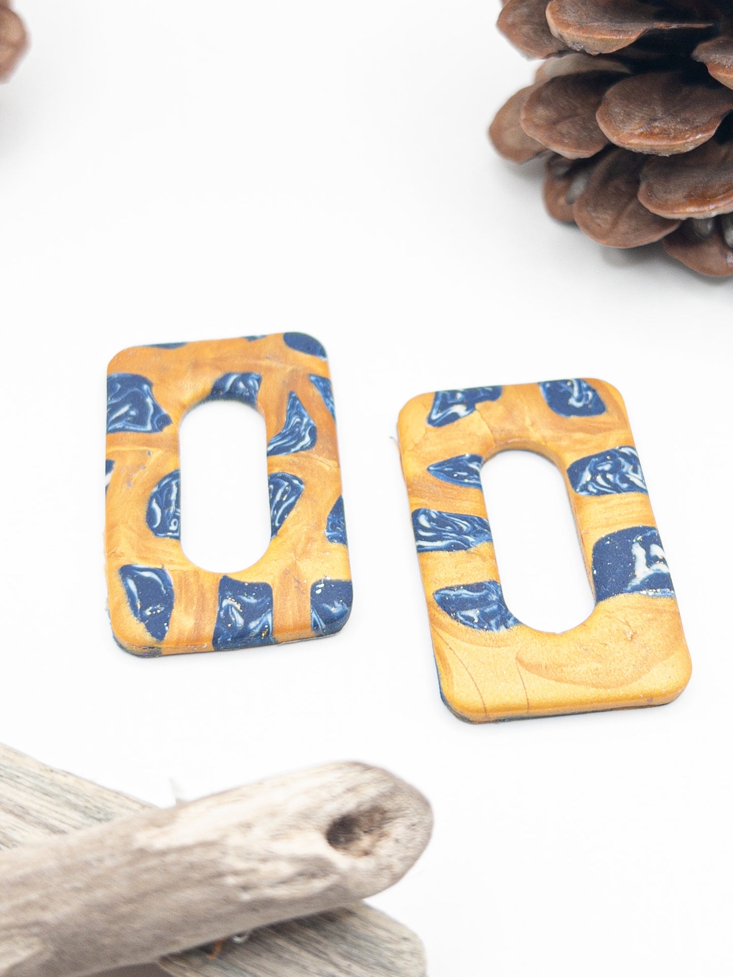 Creool hangers goud blauw en beige