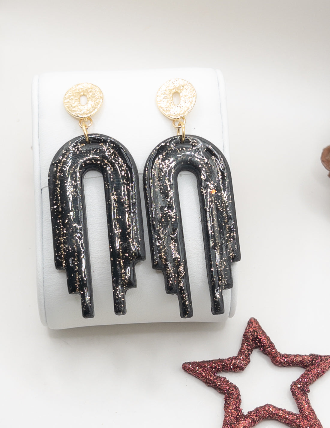 Oorbellen Fie zwart glitter