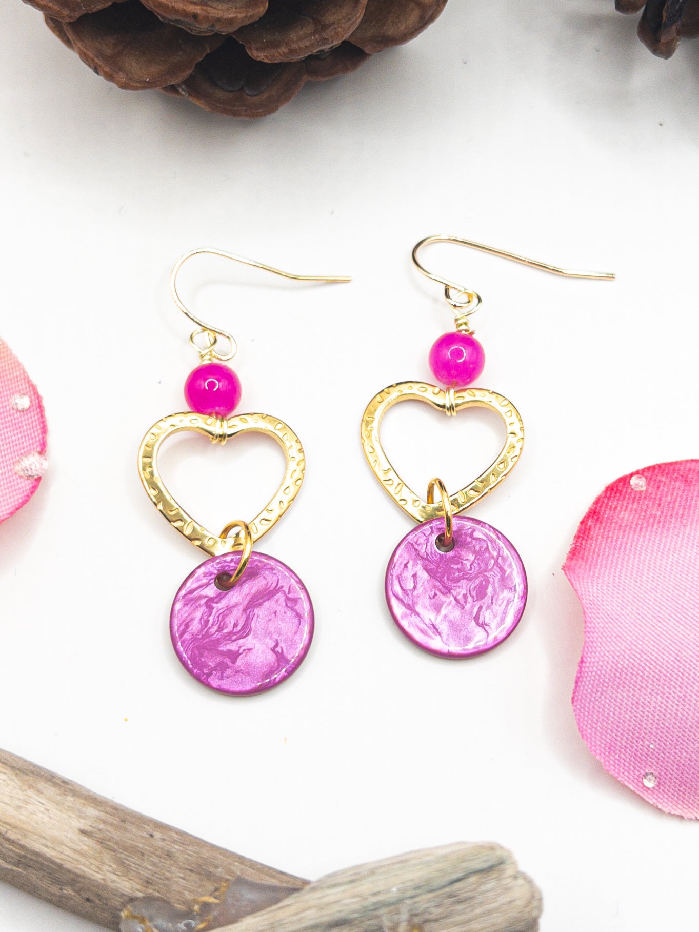 Oorbellen Hearts pink