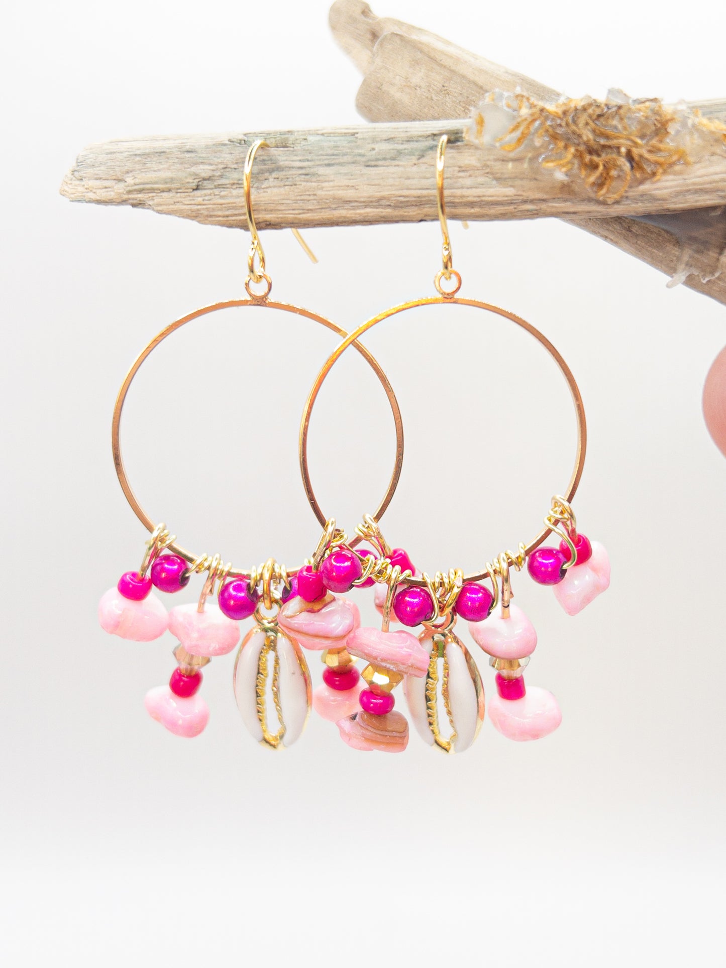 Oorbellen Summer pink and white
