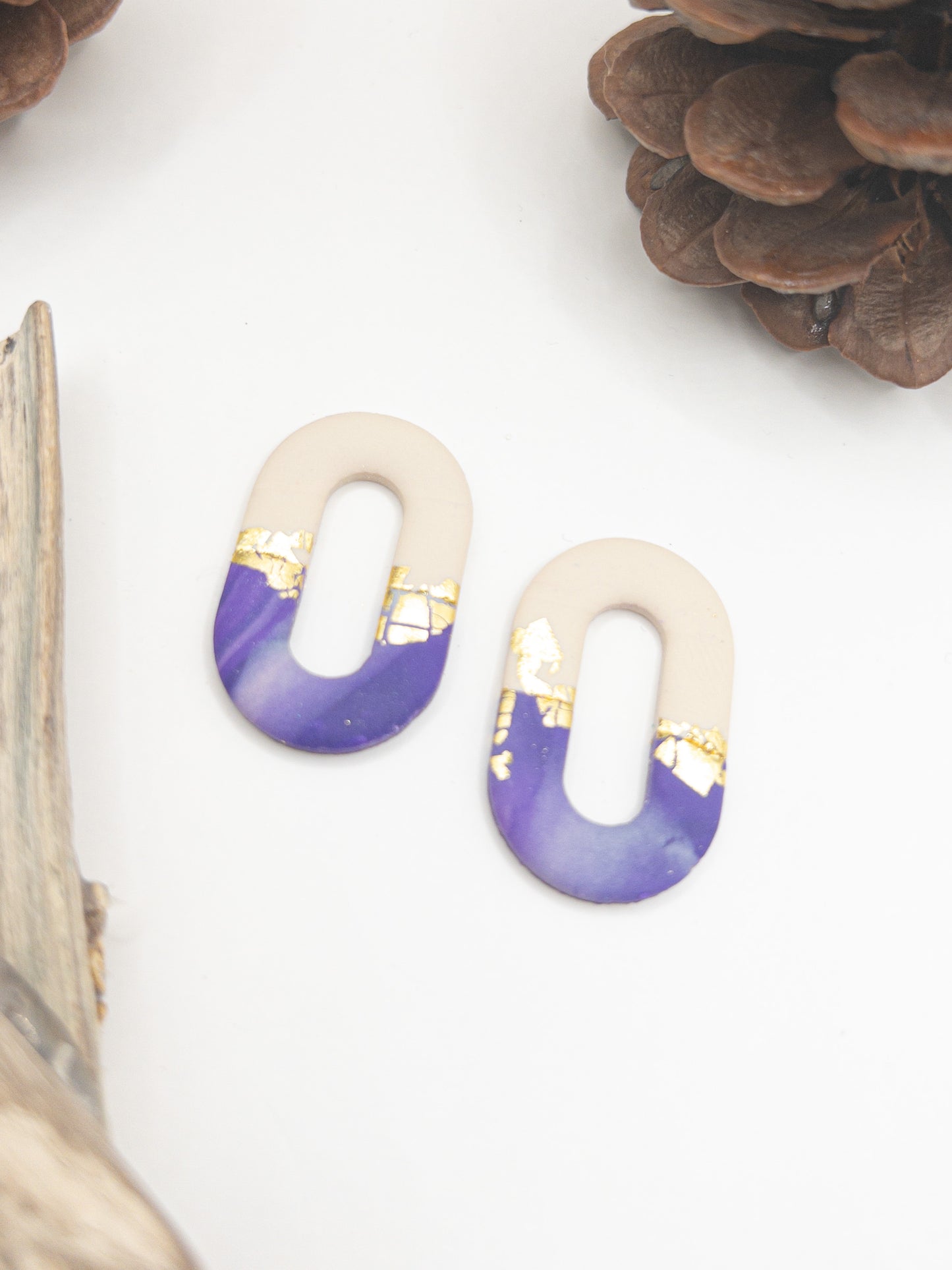 Creool hangers zand goud en paars