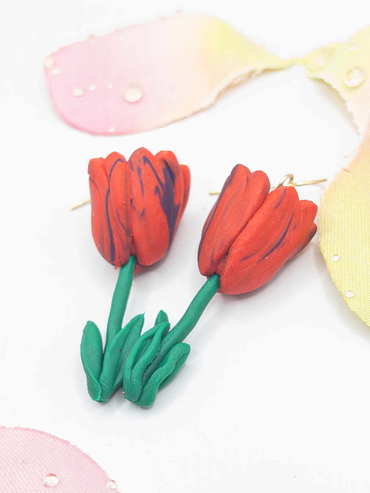 Tulpen oorbellen rood paars