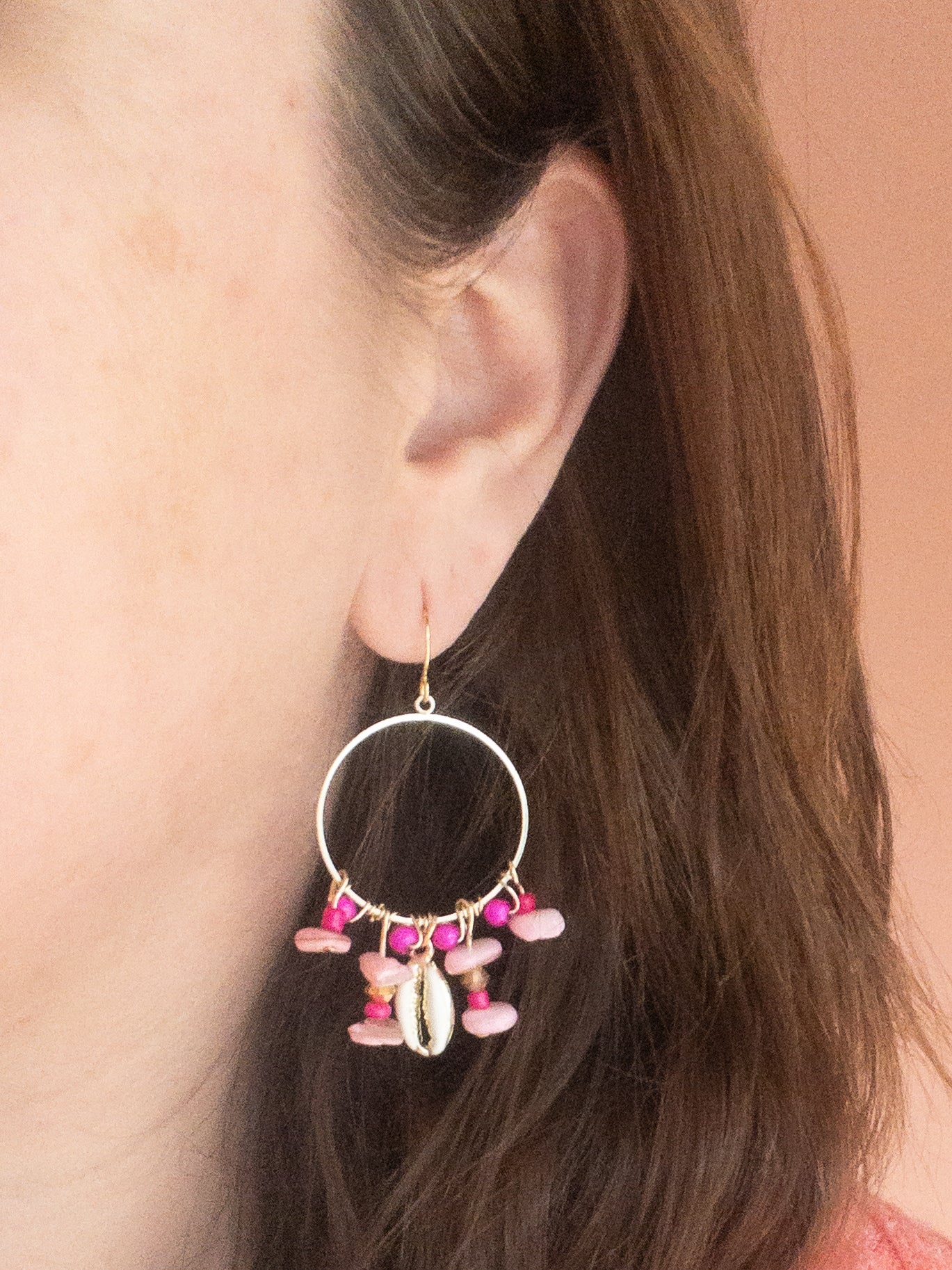 Oorbellen Summer pink and white