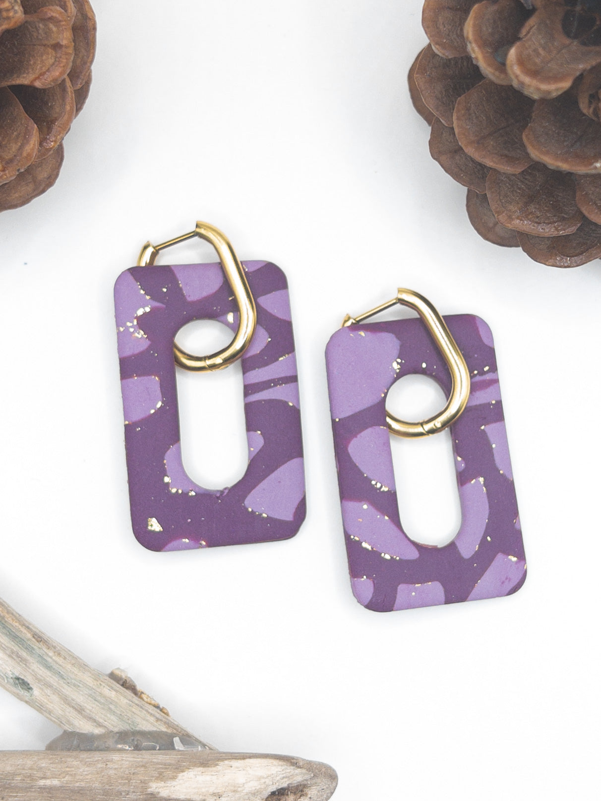 Creool hangers paars lila goud