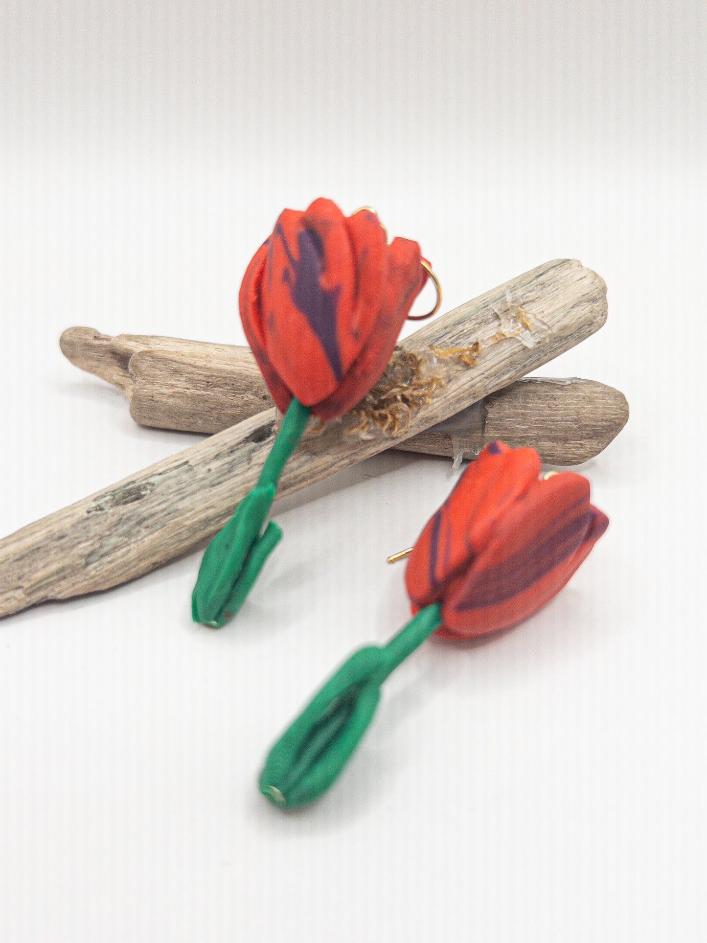 Tulpen oorbellen rood paars