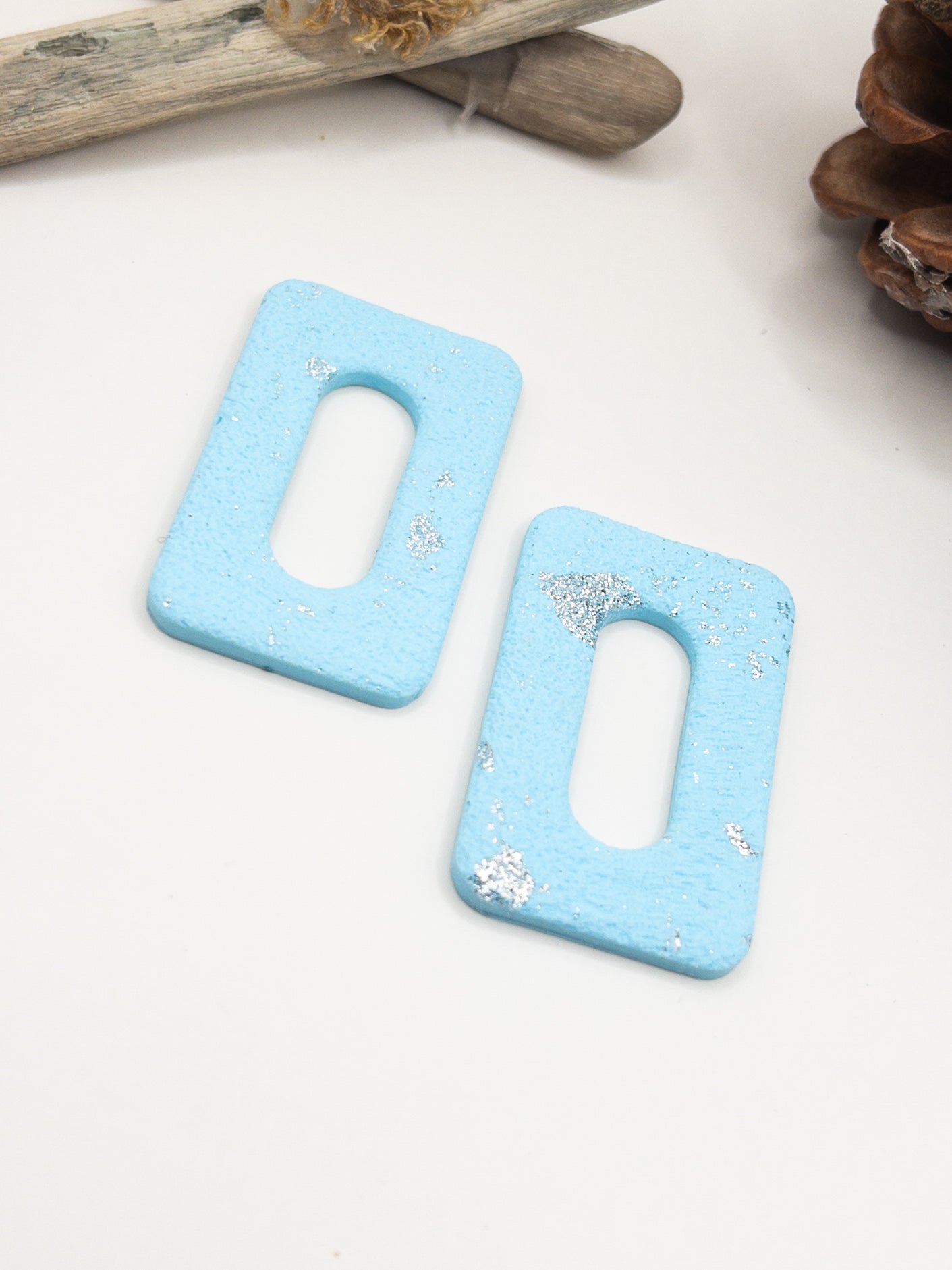 Creool hangers babyblauw en zilver