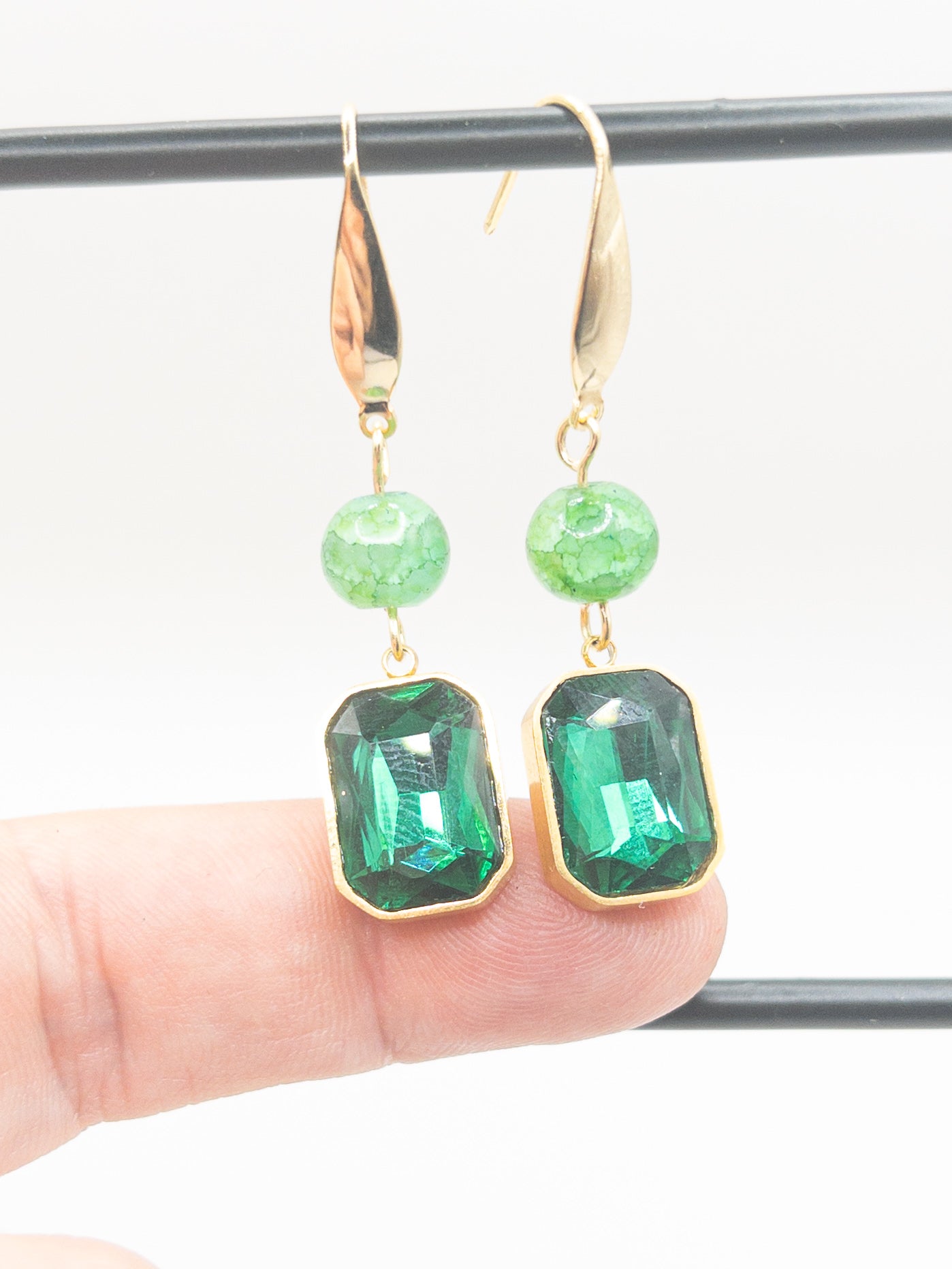 Oorbellen Feliz goud groen