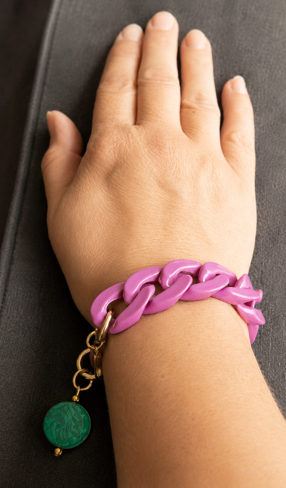 Schakelarmband paars / groen