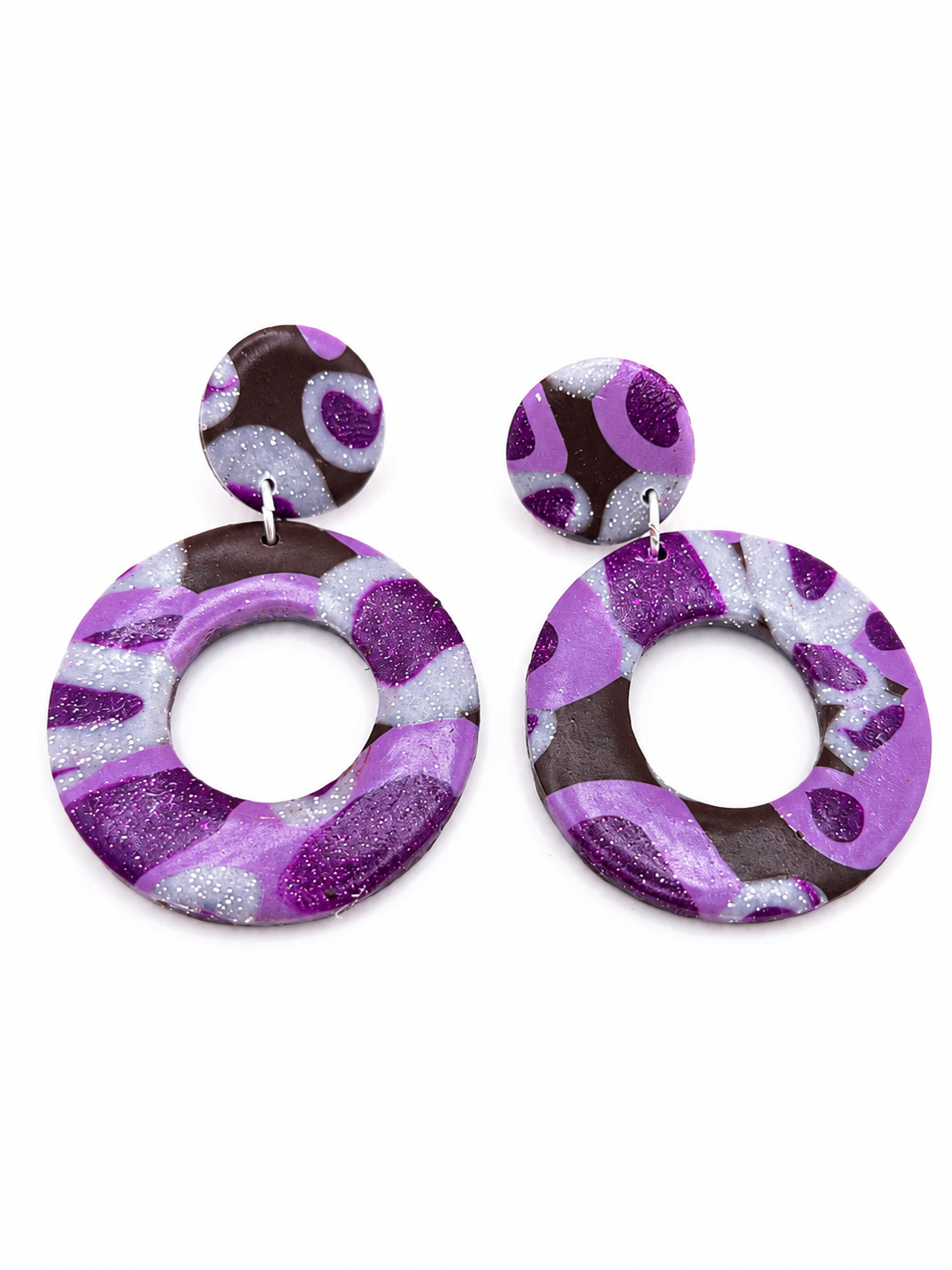 Oorbellen Roxy lila paars zilver en choco