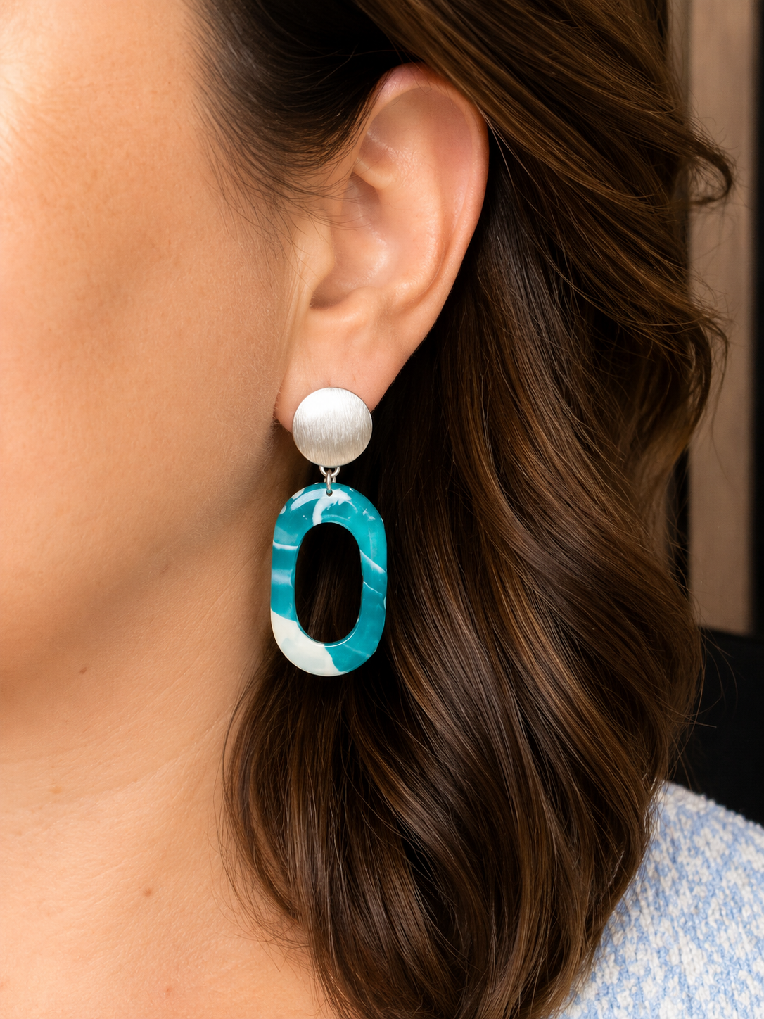 Oorbellen mix-it groen, zilver en zand