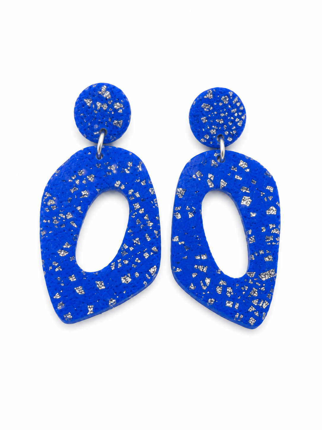 Oorbellen Pom blauw zilver