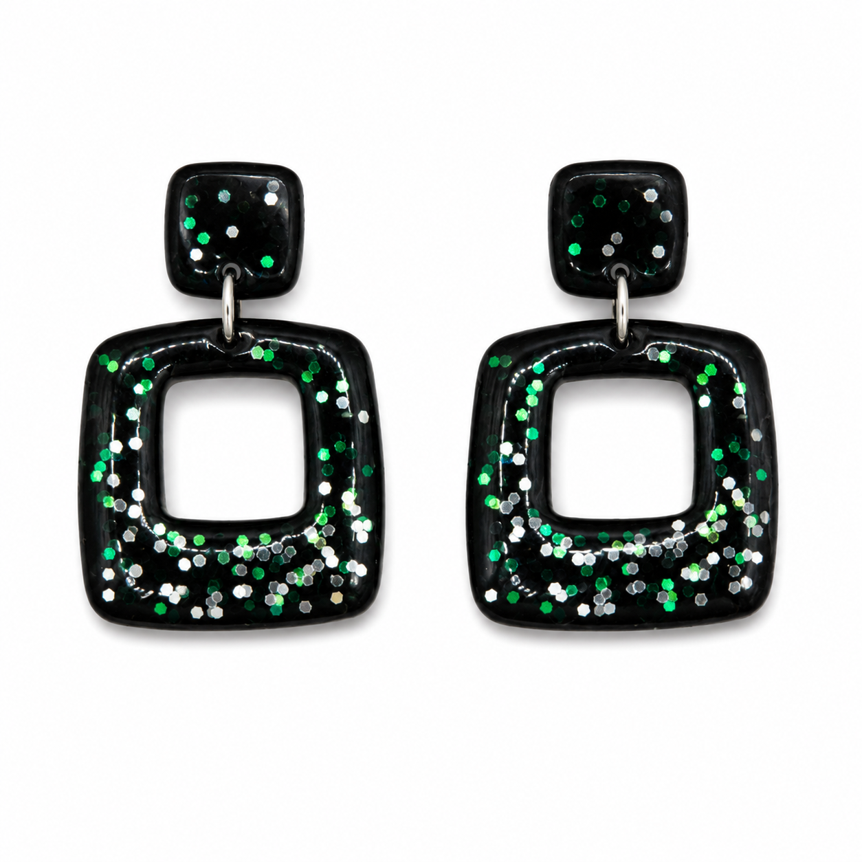 Oorbellen Zivah zwart zilver glitter