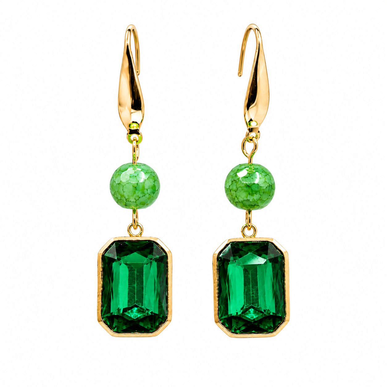 Oorbellen Feliz goud groen