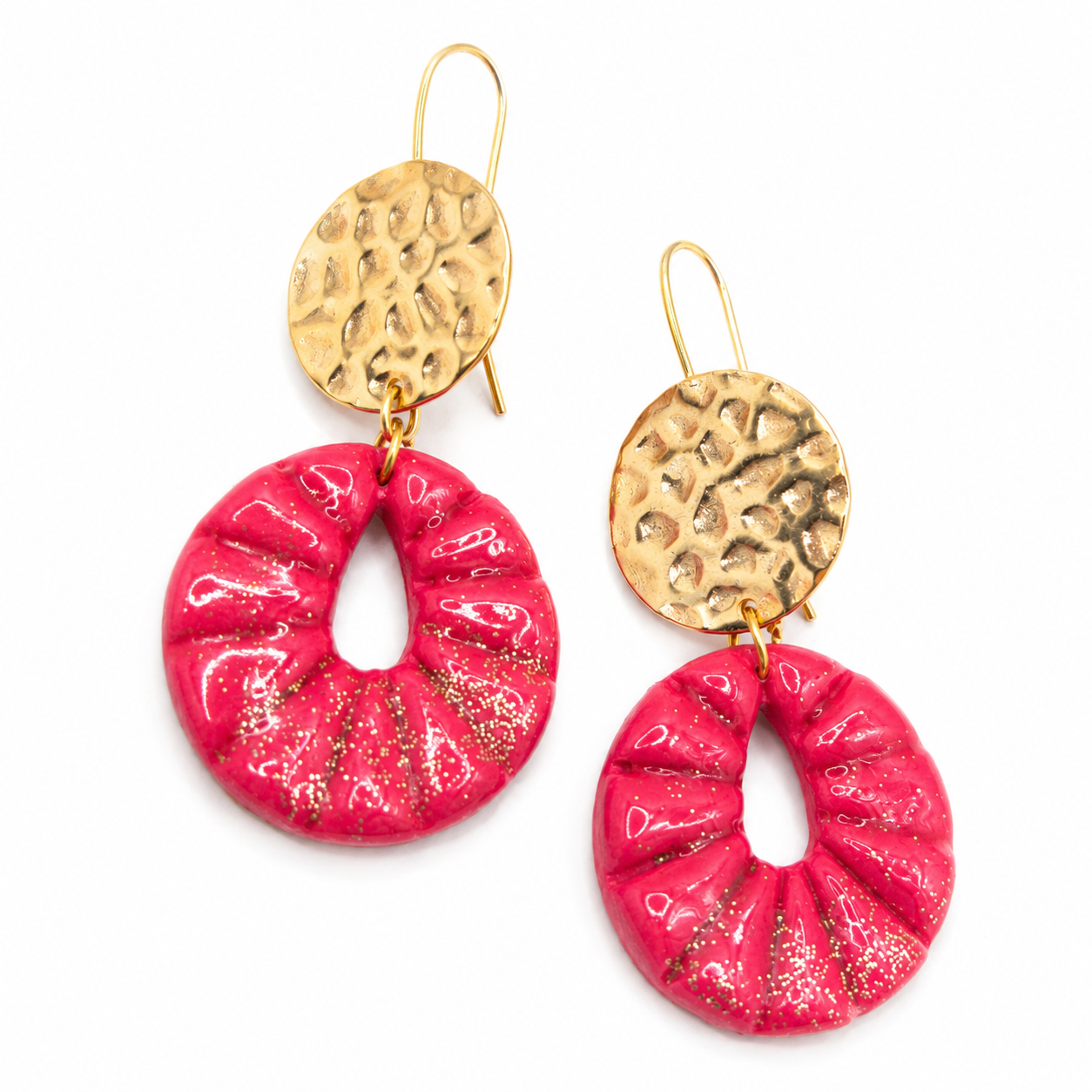 Oorbellen Lynne pink glitter goud