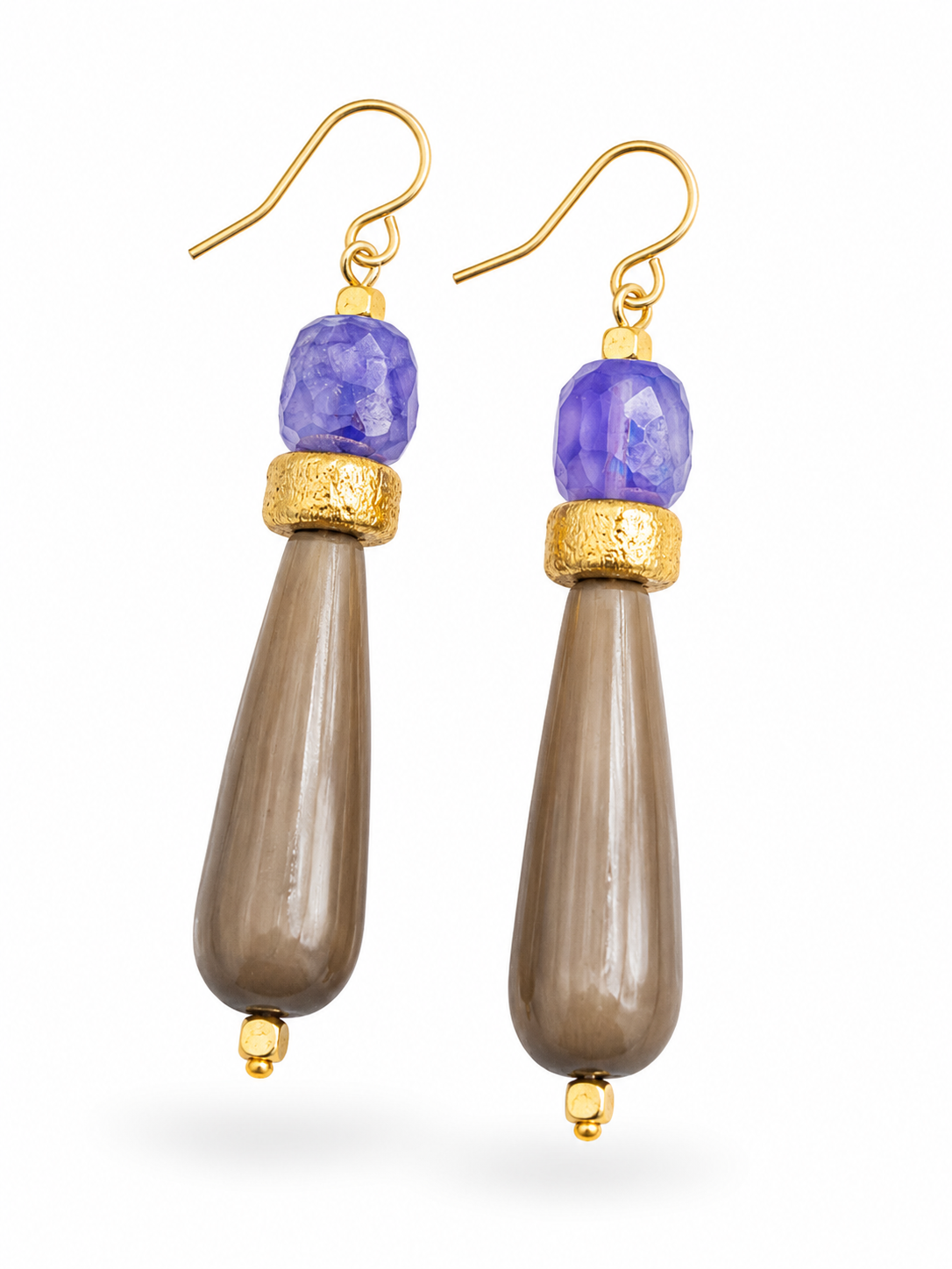Oorbellen Joy taupe goud blauw