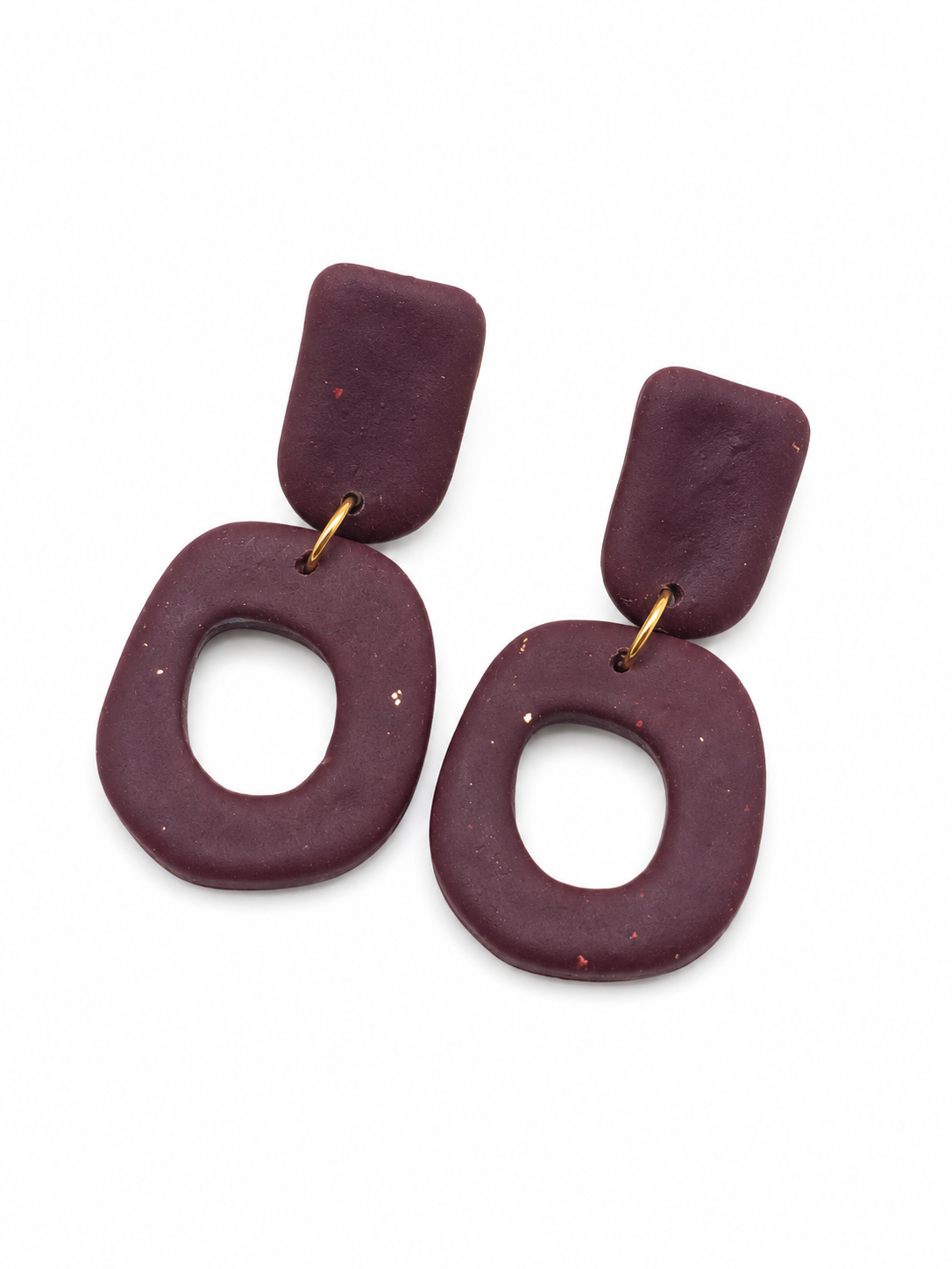 Oorbellen Organic bordeaux goud