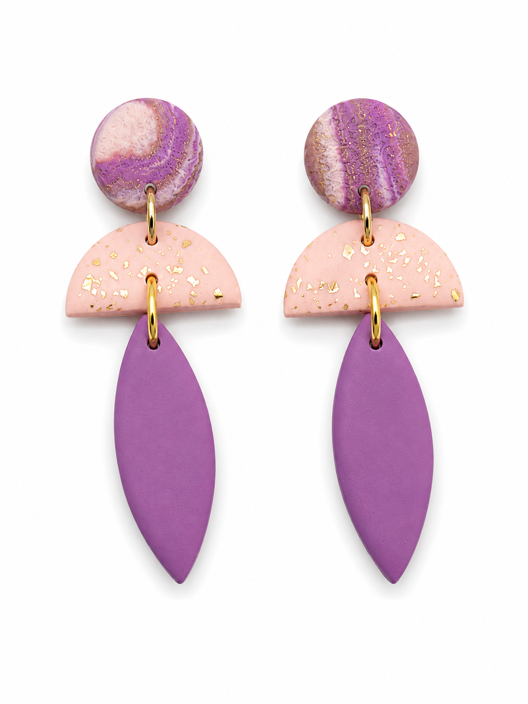 Oorbellen Cleo roze goud taupe