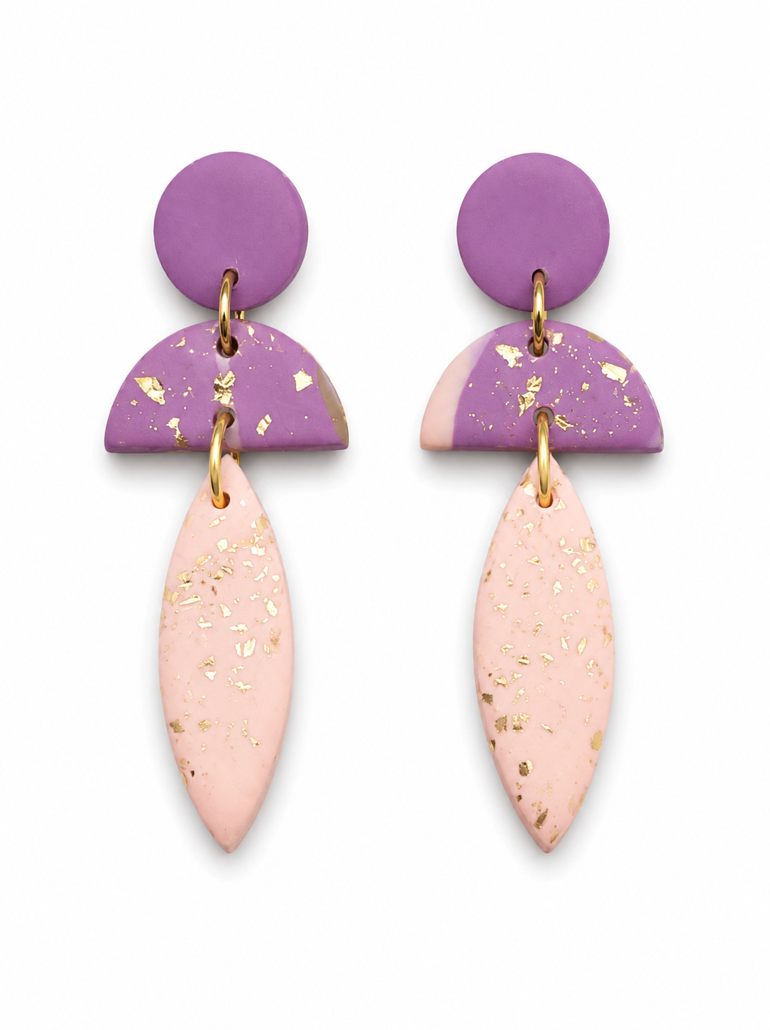 Oorbellen Cleo van roze, licht roze en goud