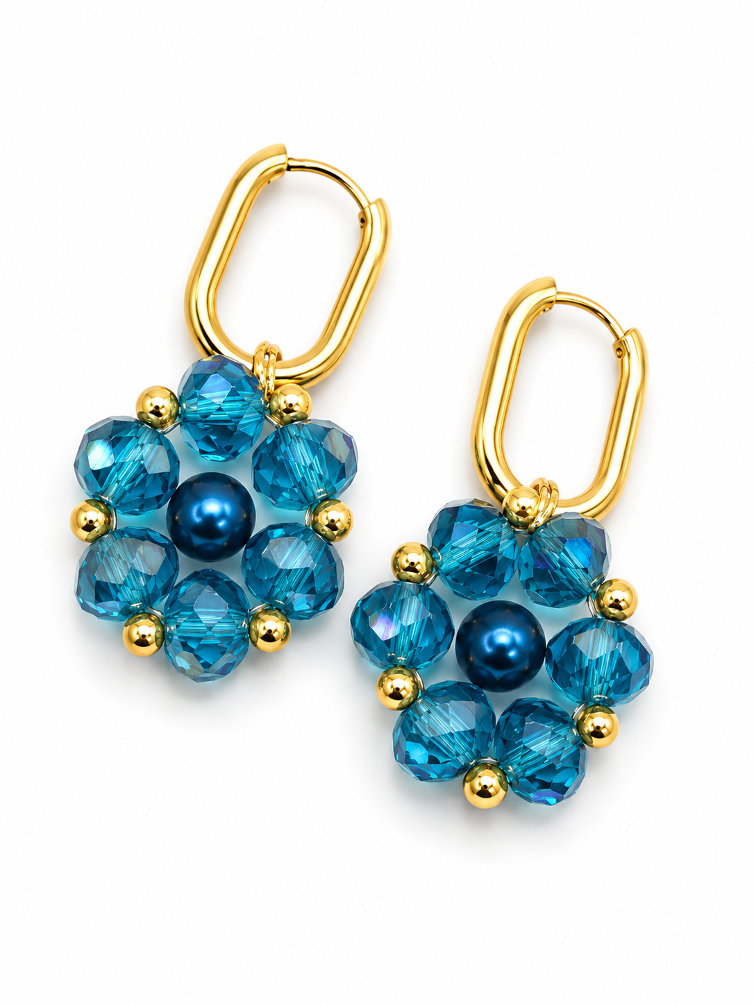 Bloemoorbellen Turquoise aqua goud