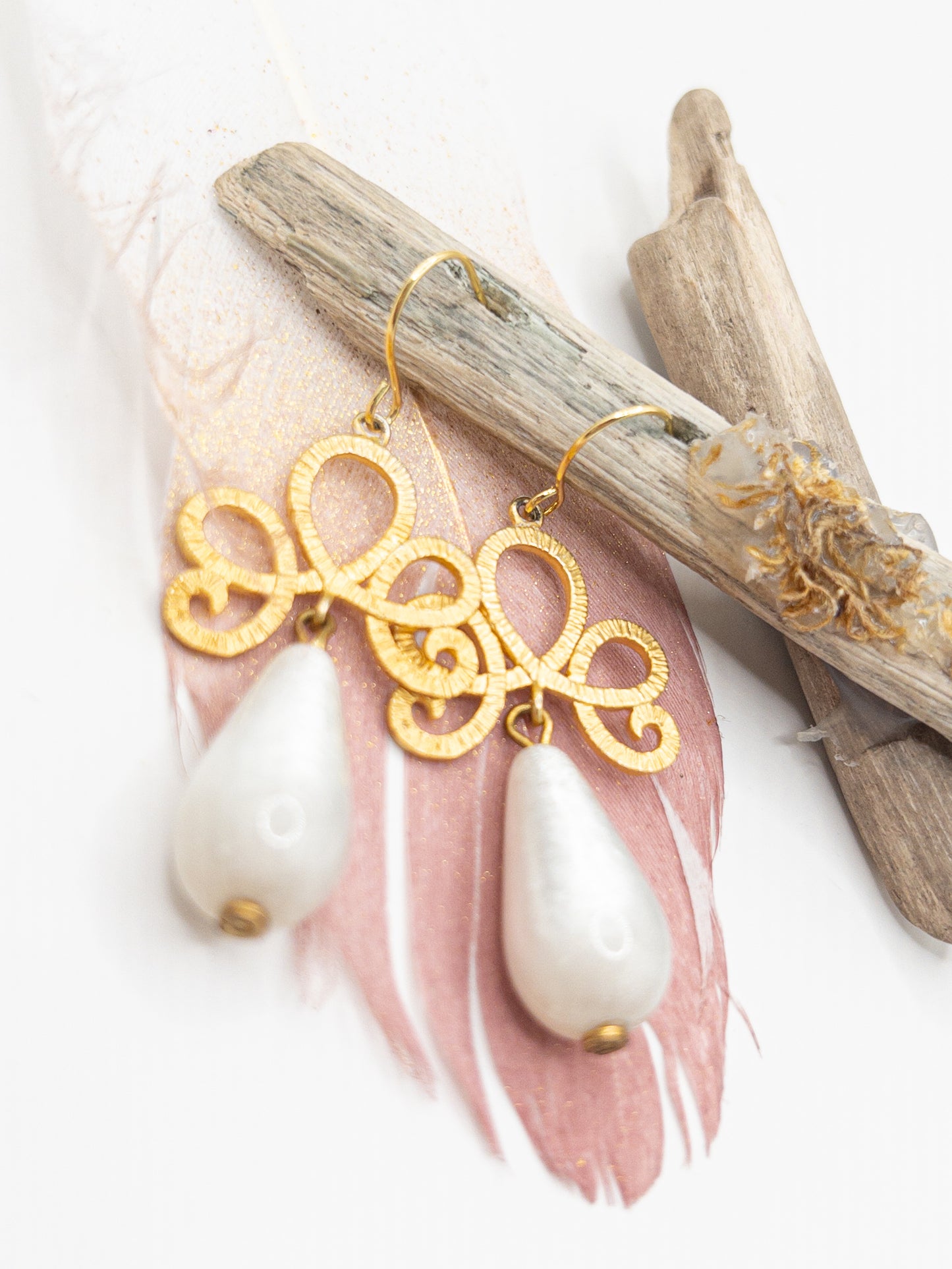 Oorbellen Boho wit