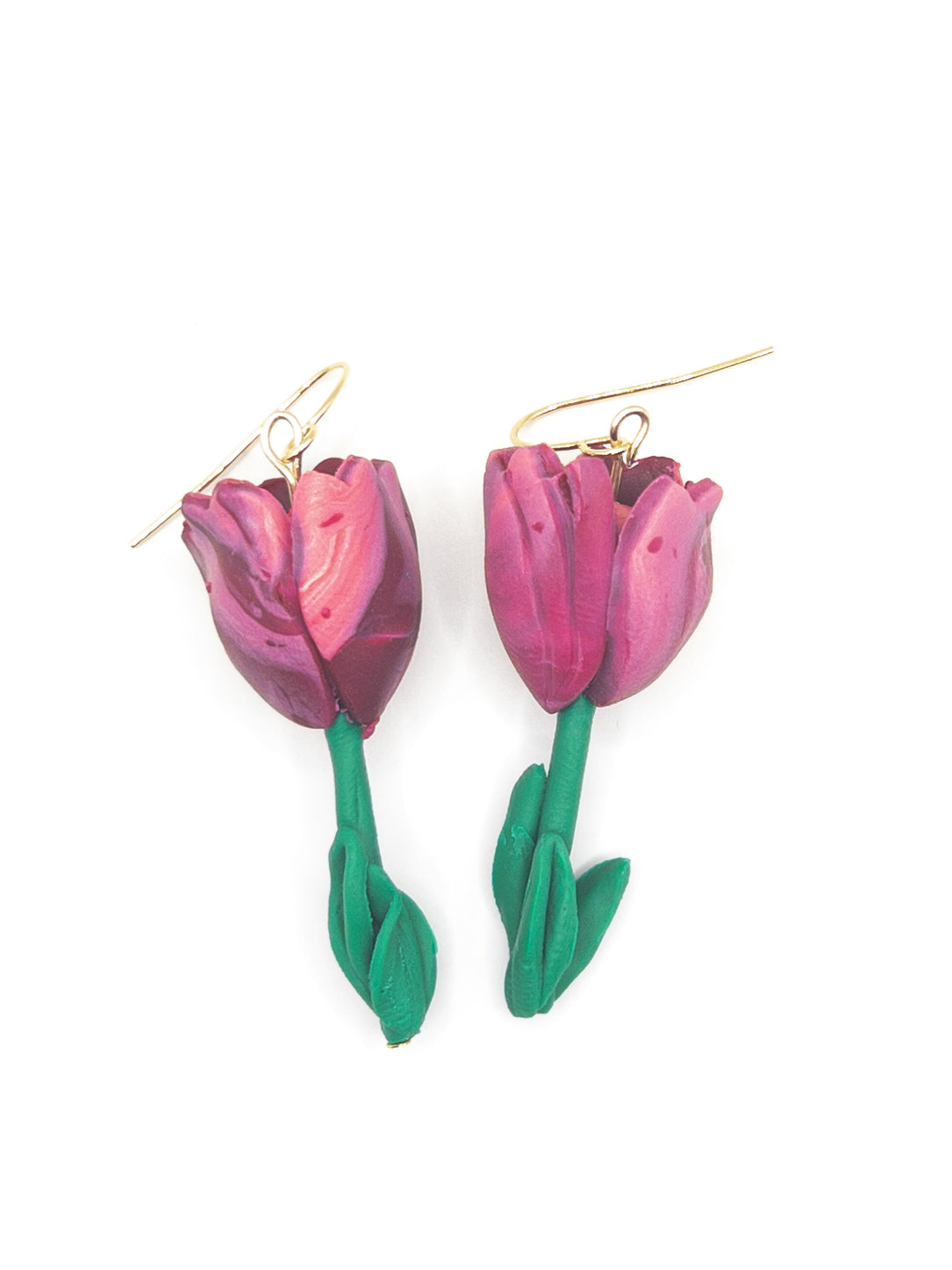 Oorbellen tulpen paars roze