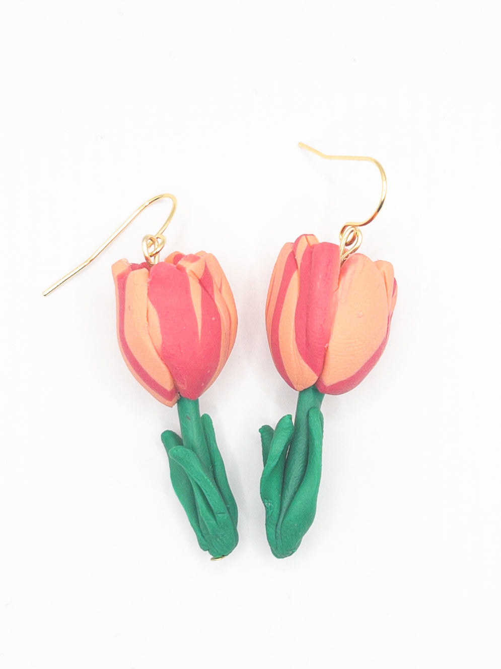 Oorbellen tulpen perzikkleur roze