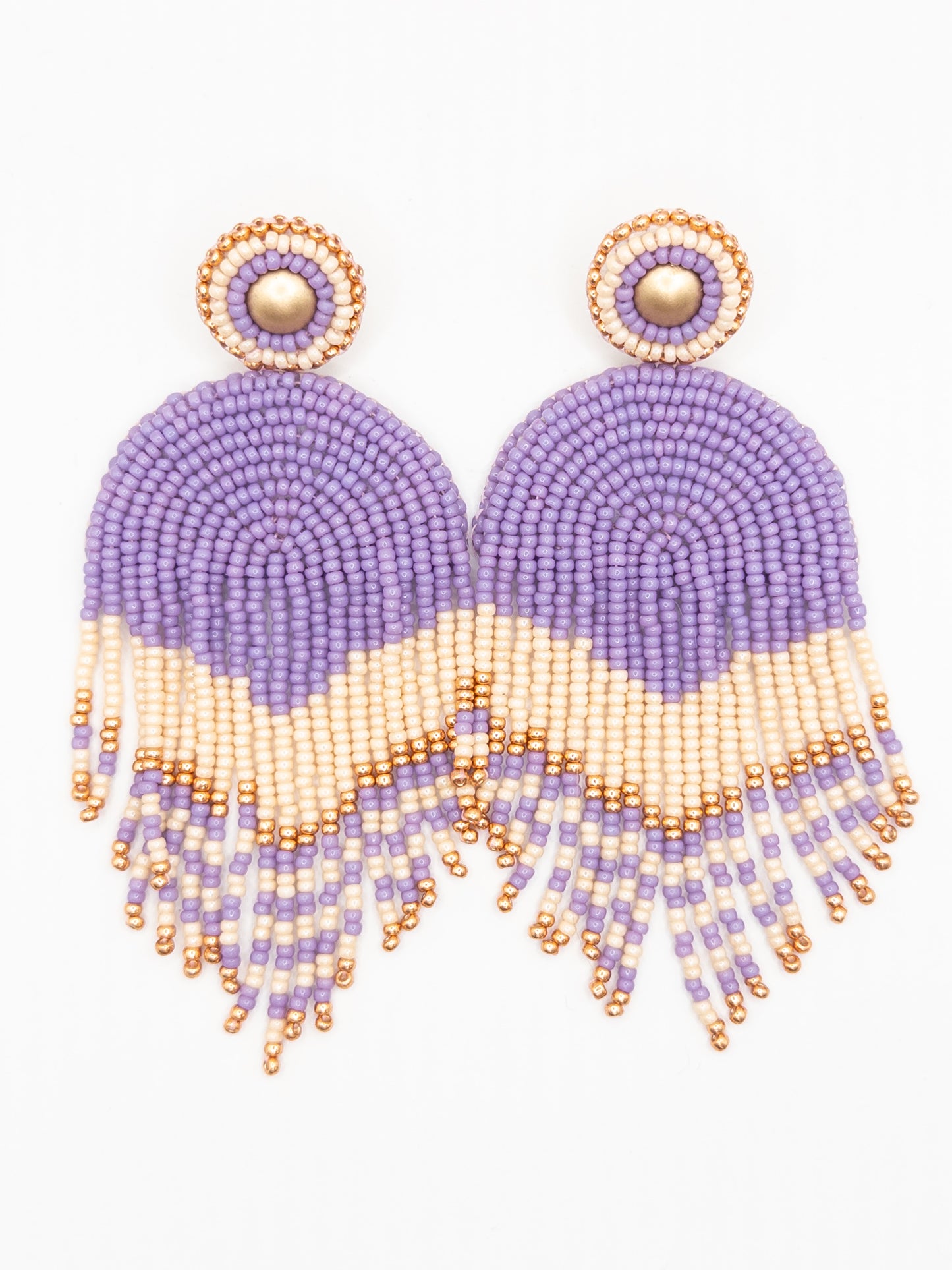 Statement oorbellen lila goud off white