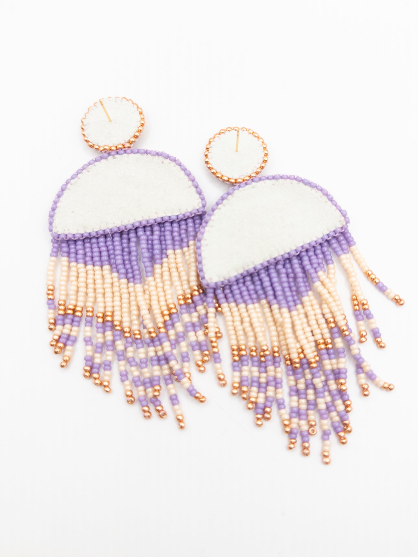 Statement oorbellen lila goud off white