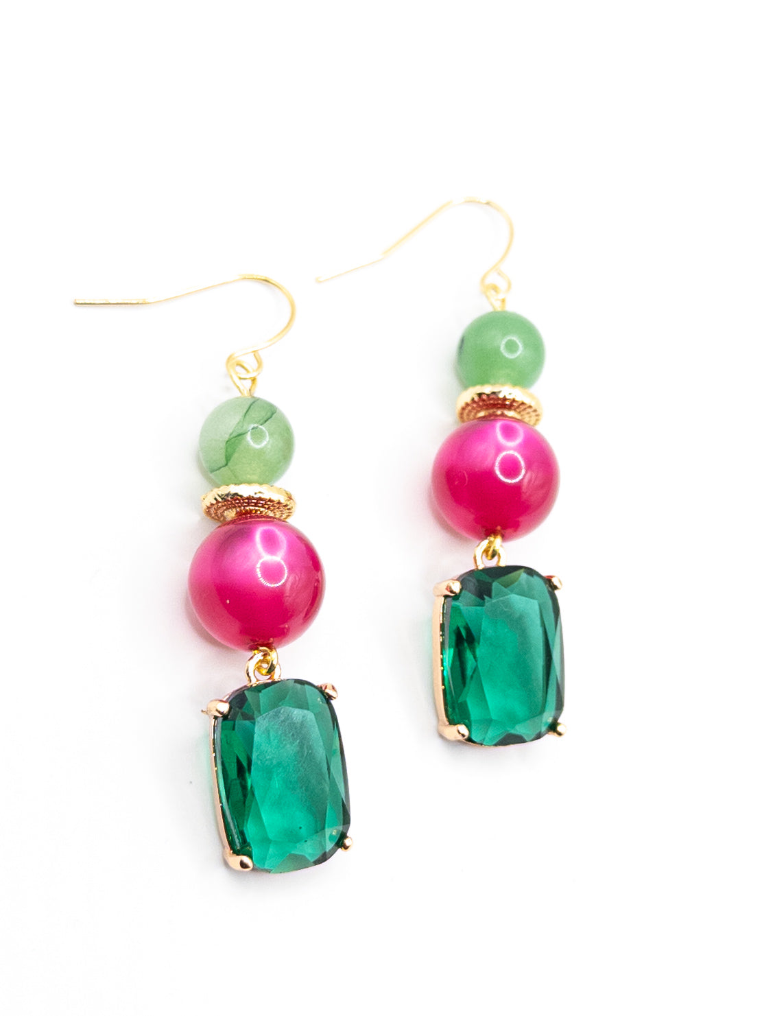 Oorbellen Indy groen roze