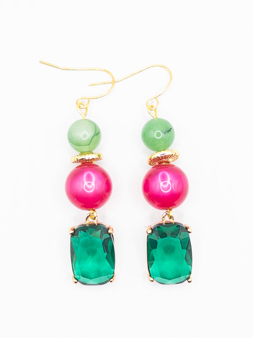 Oorbellen Indy groen roze