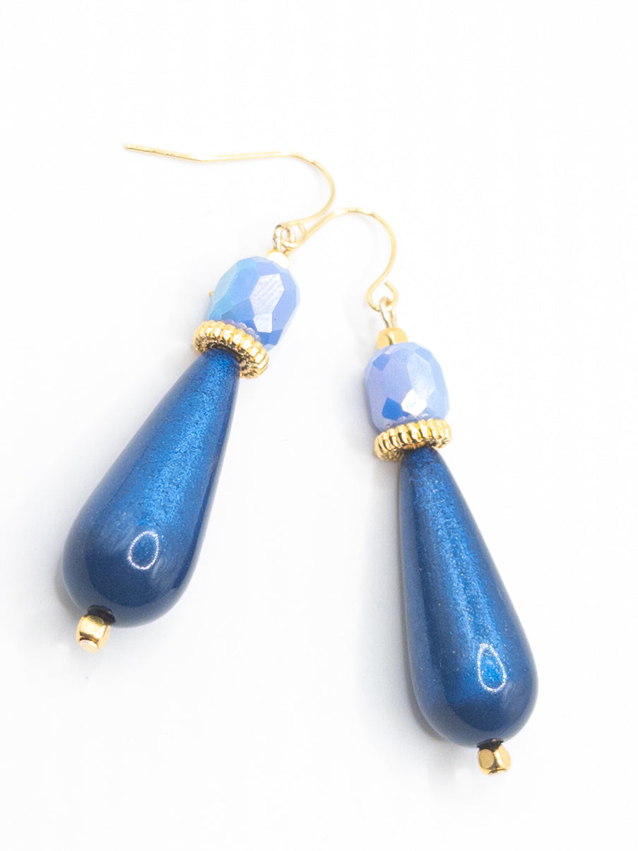 Oorbellen Isis blauw goud