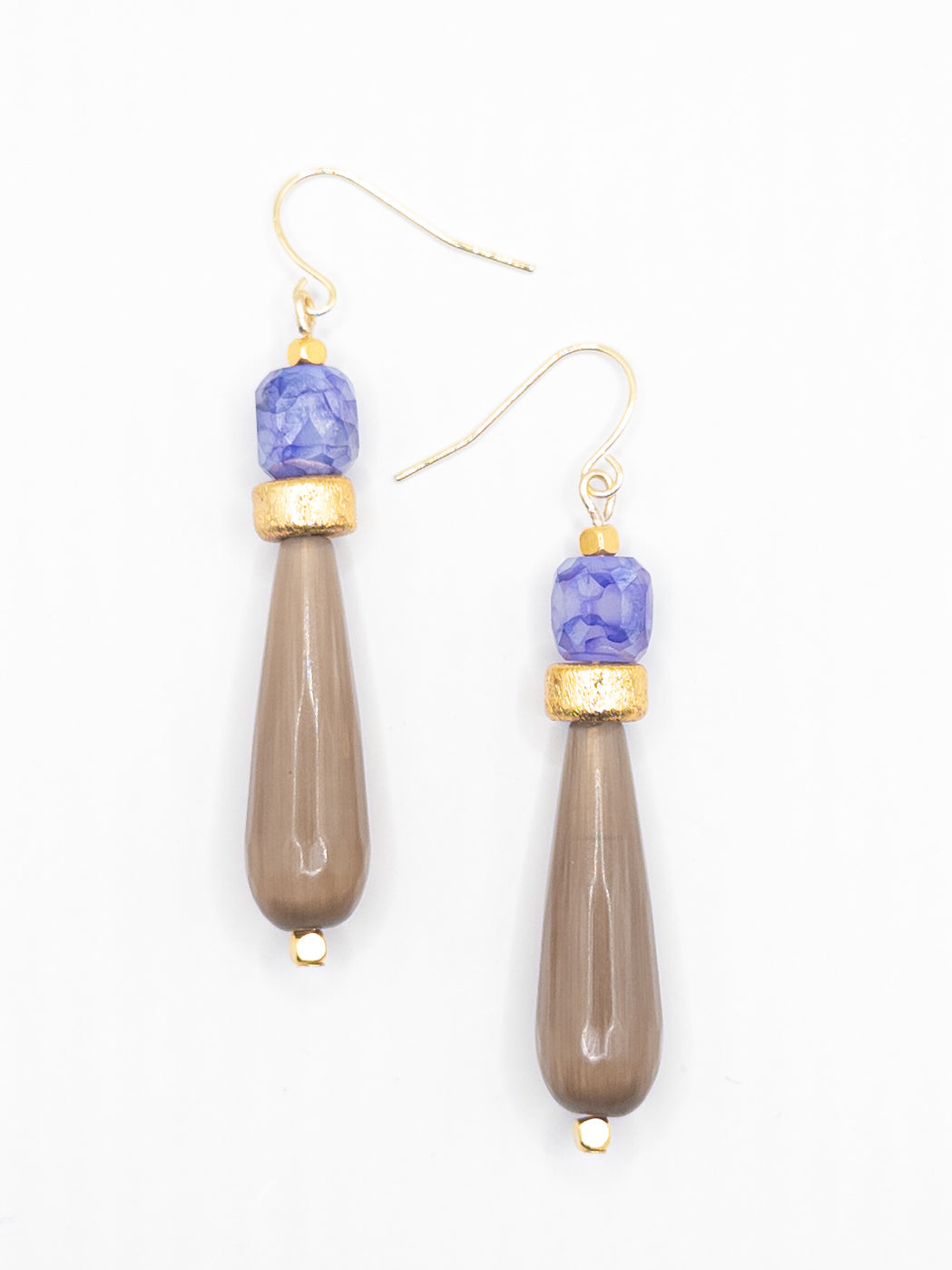 Oorbellen Joy taupe goud blauw