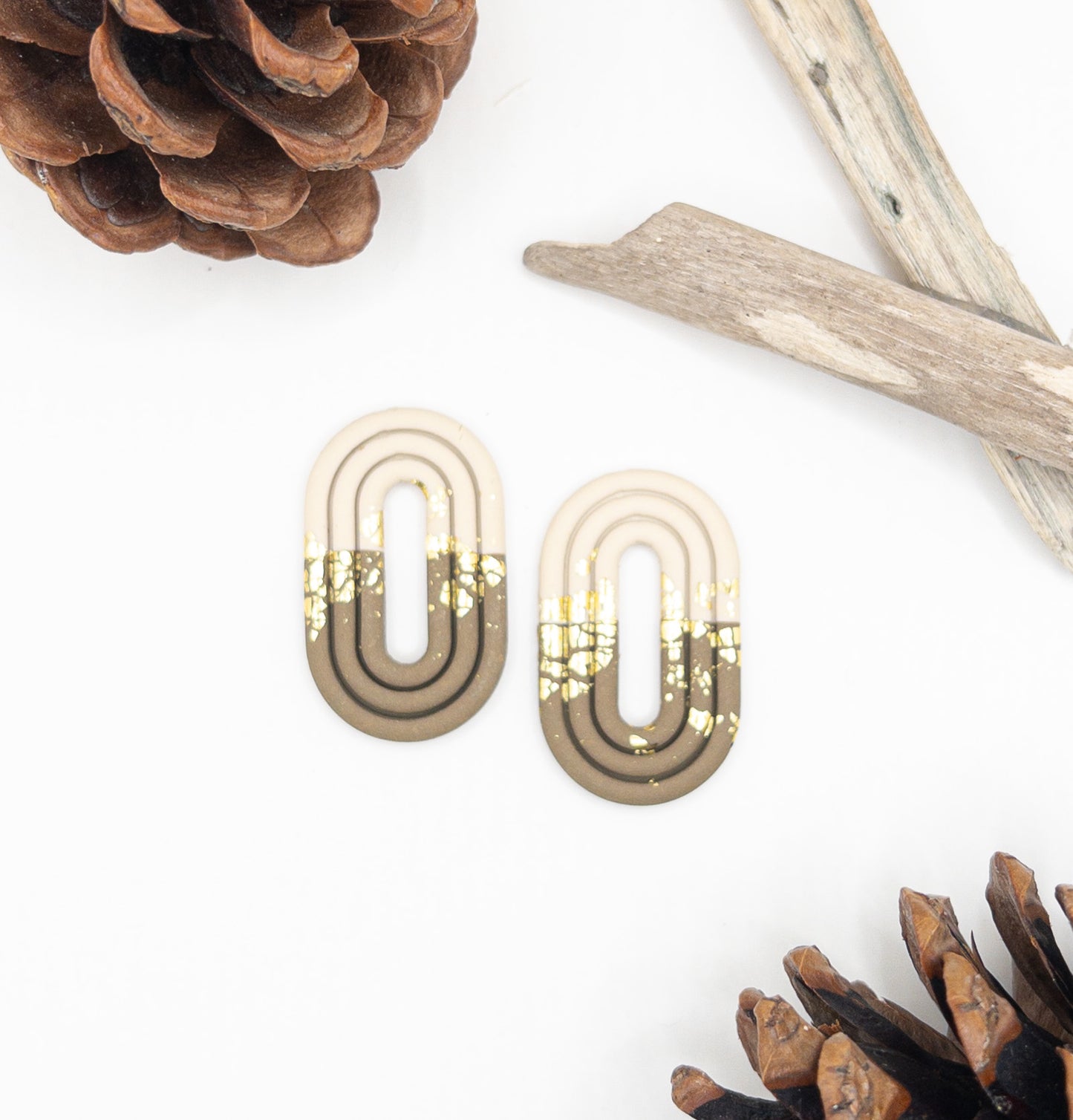 Creool hangers Ovaal beige goud groen