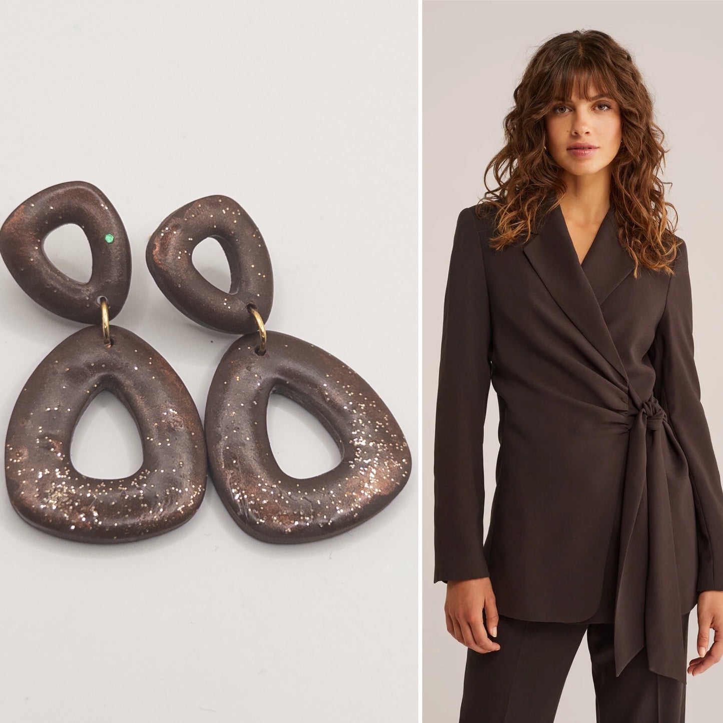 Oorbellen Brown glans