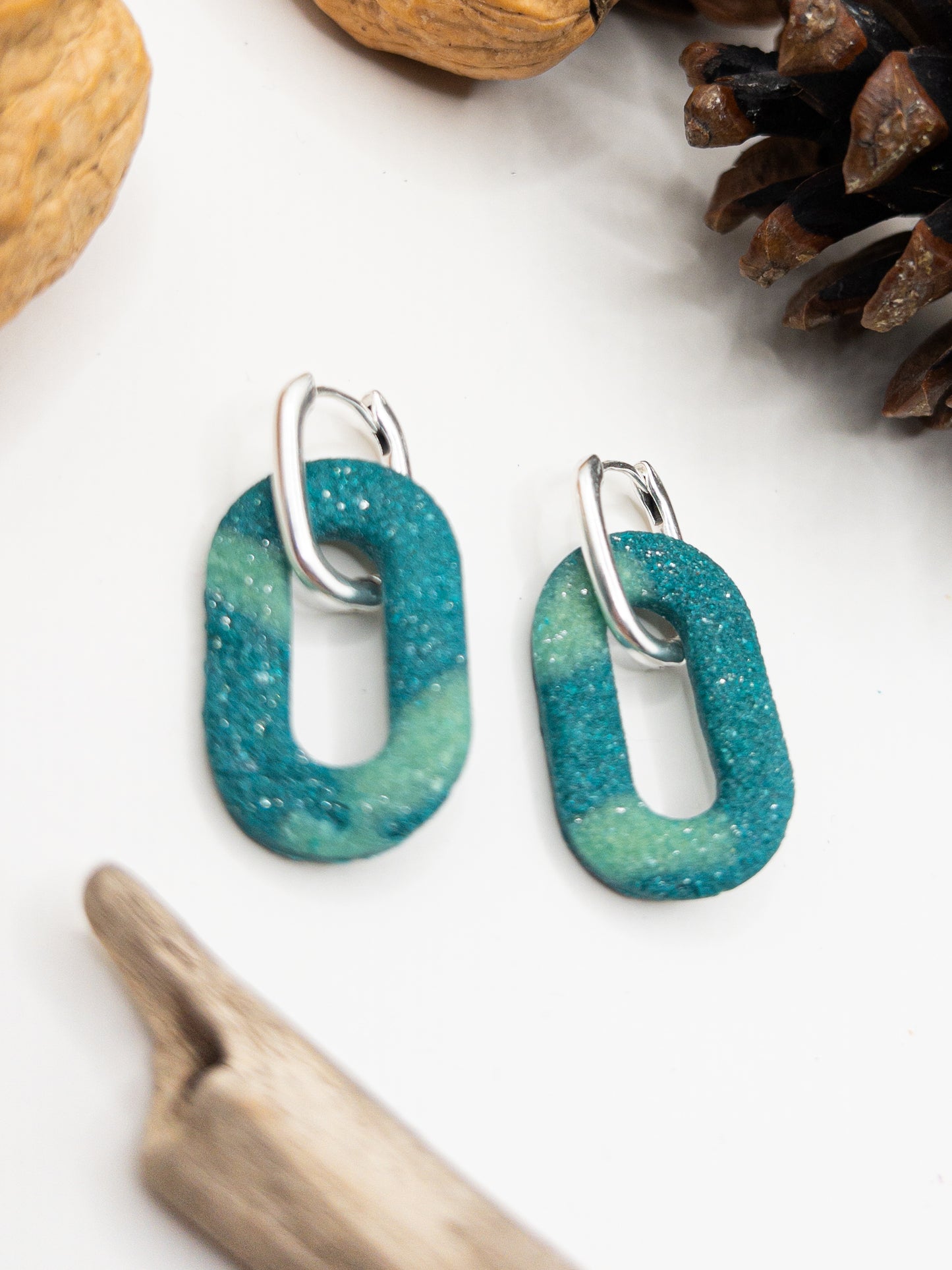 Creool hangers groentint met zilver