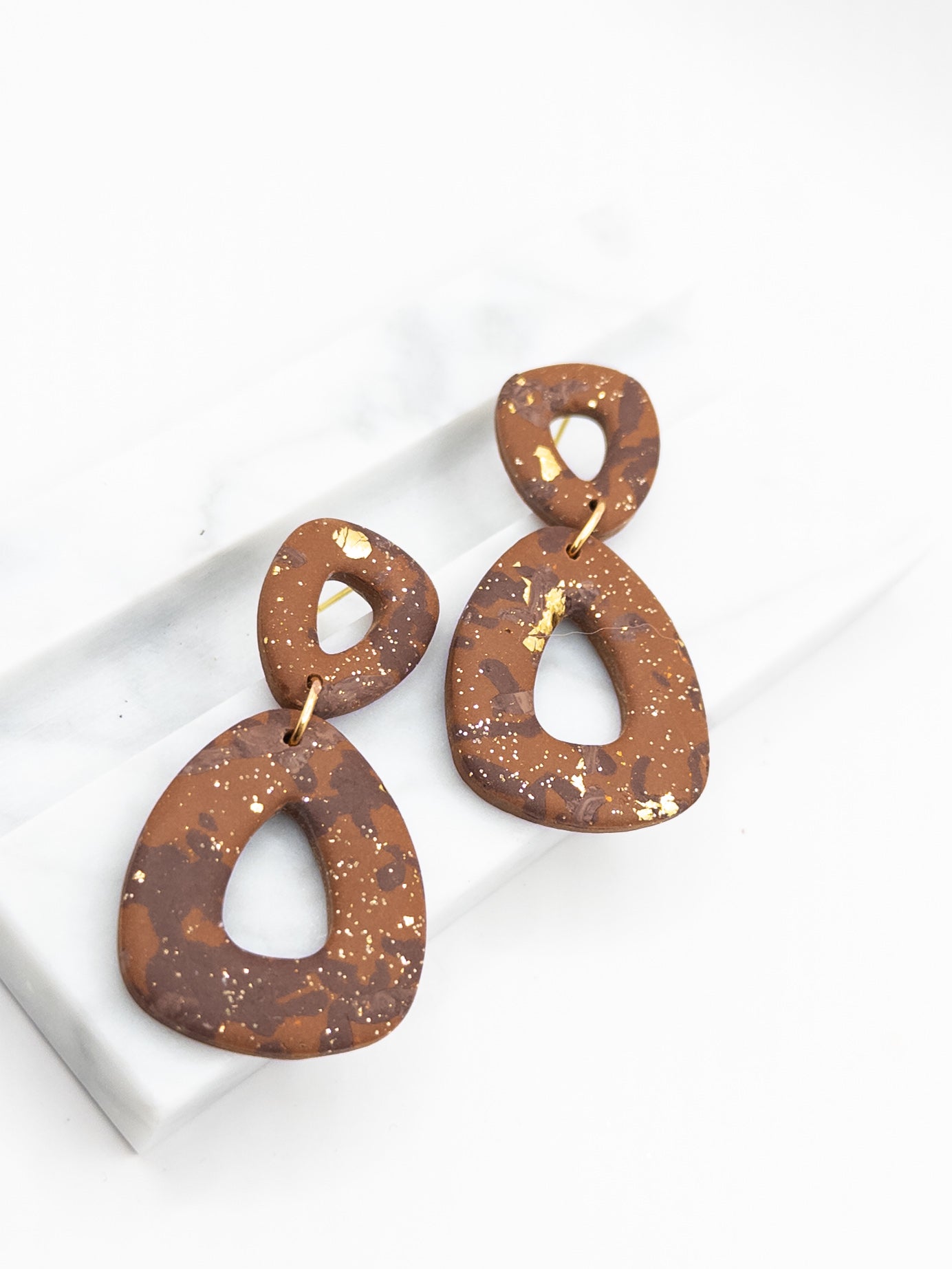 Oorbellen Bruin Goud mix