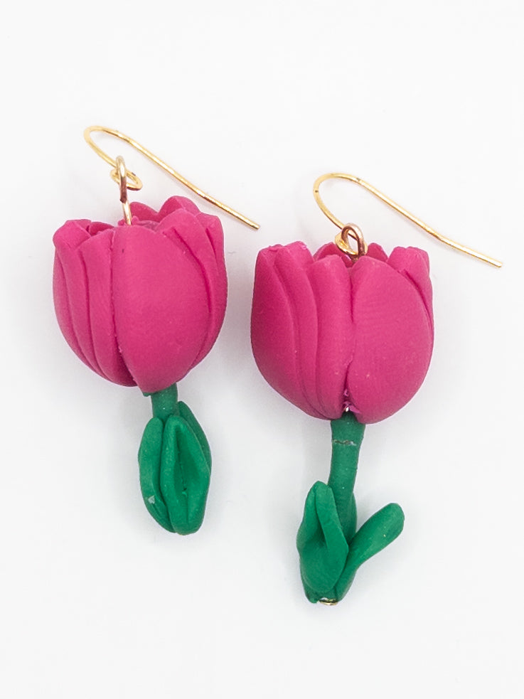 Tulpen oorbellen roze