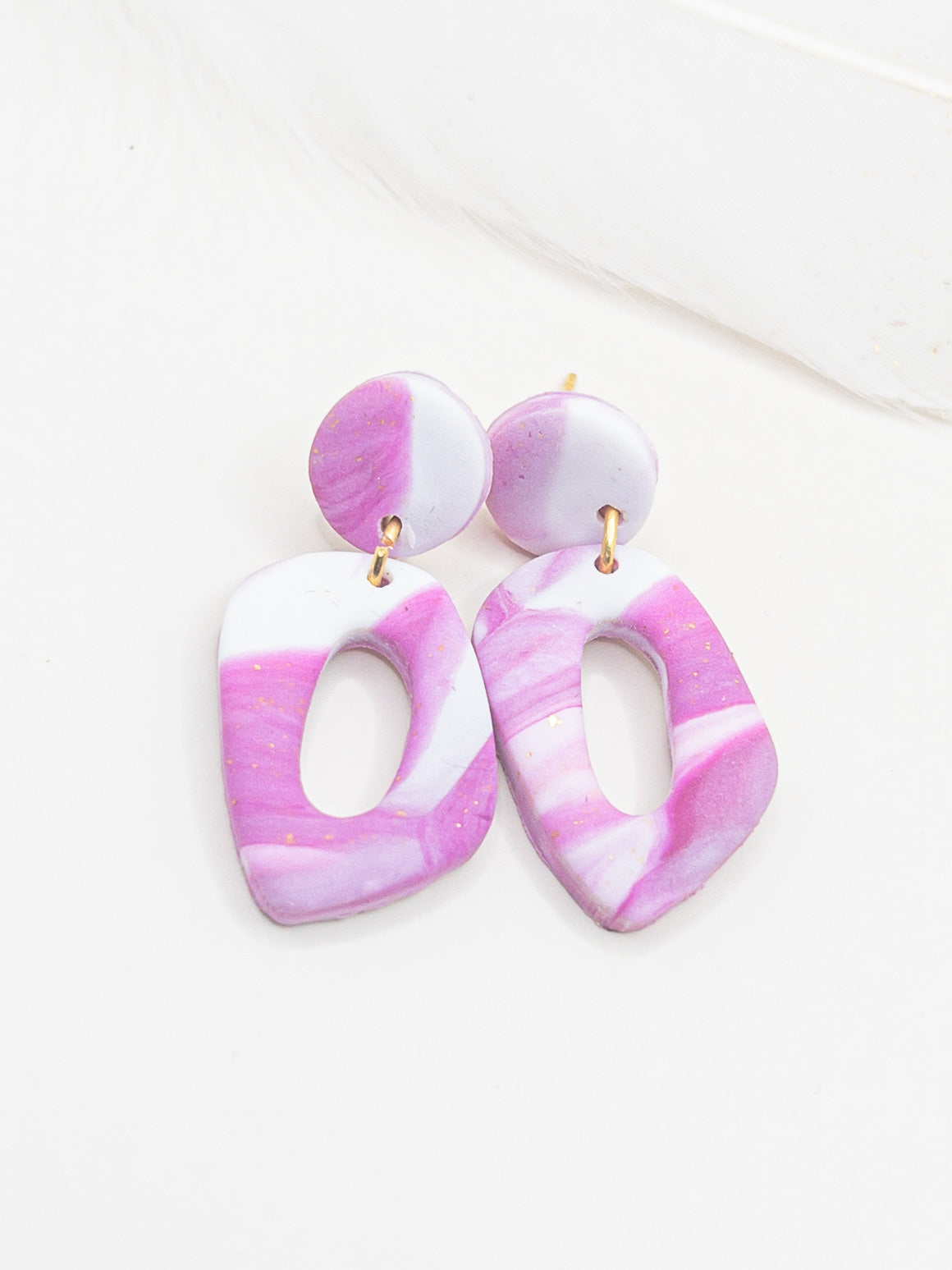 Oorbellen Pom mini roze wit